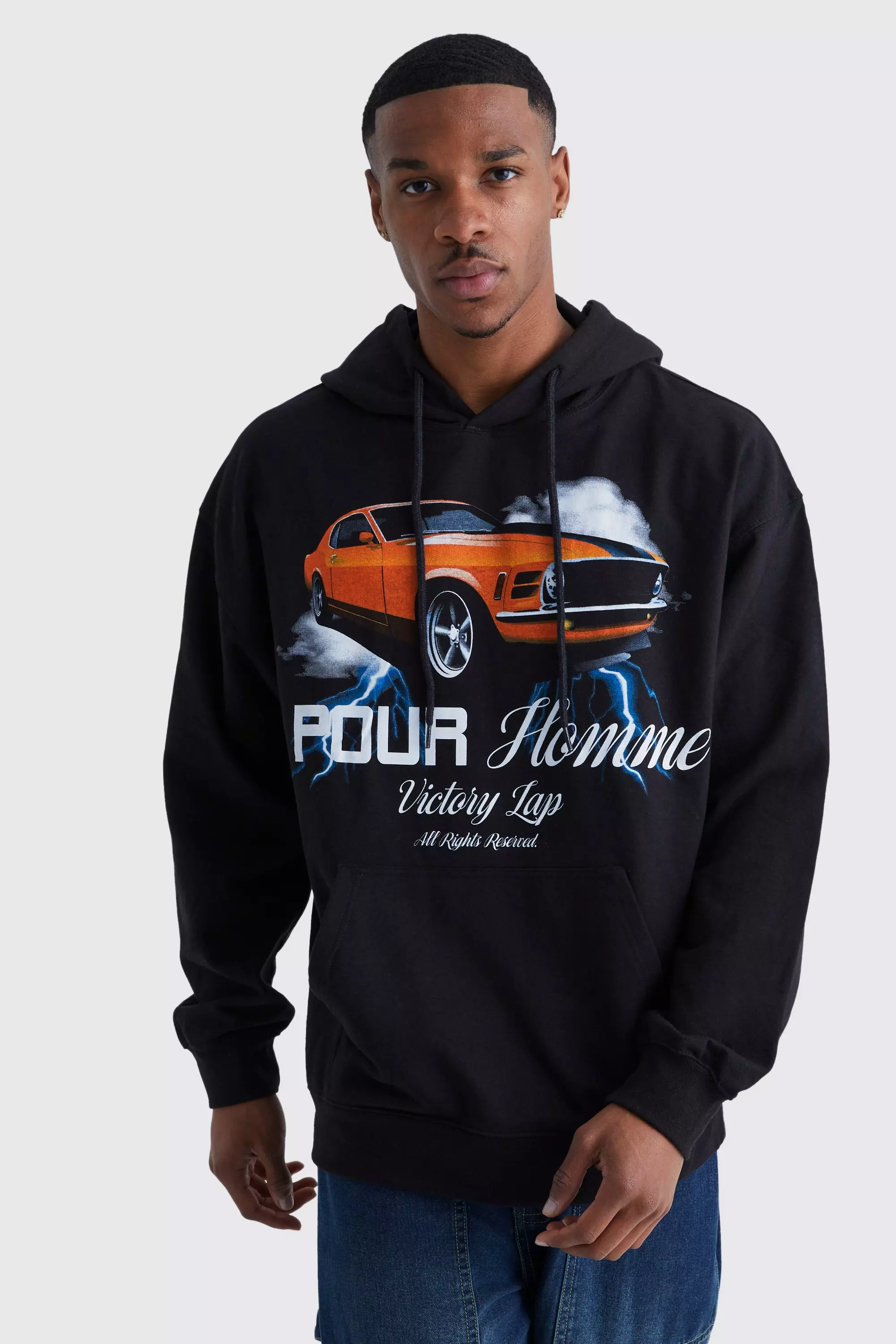 Oversized Pour Homme Car Graphic Hoodie