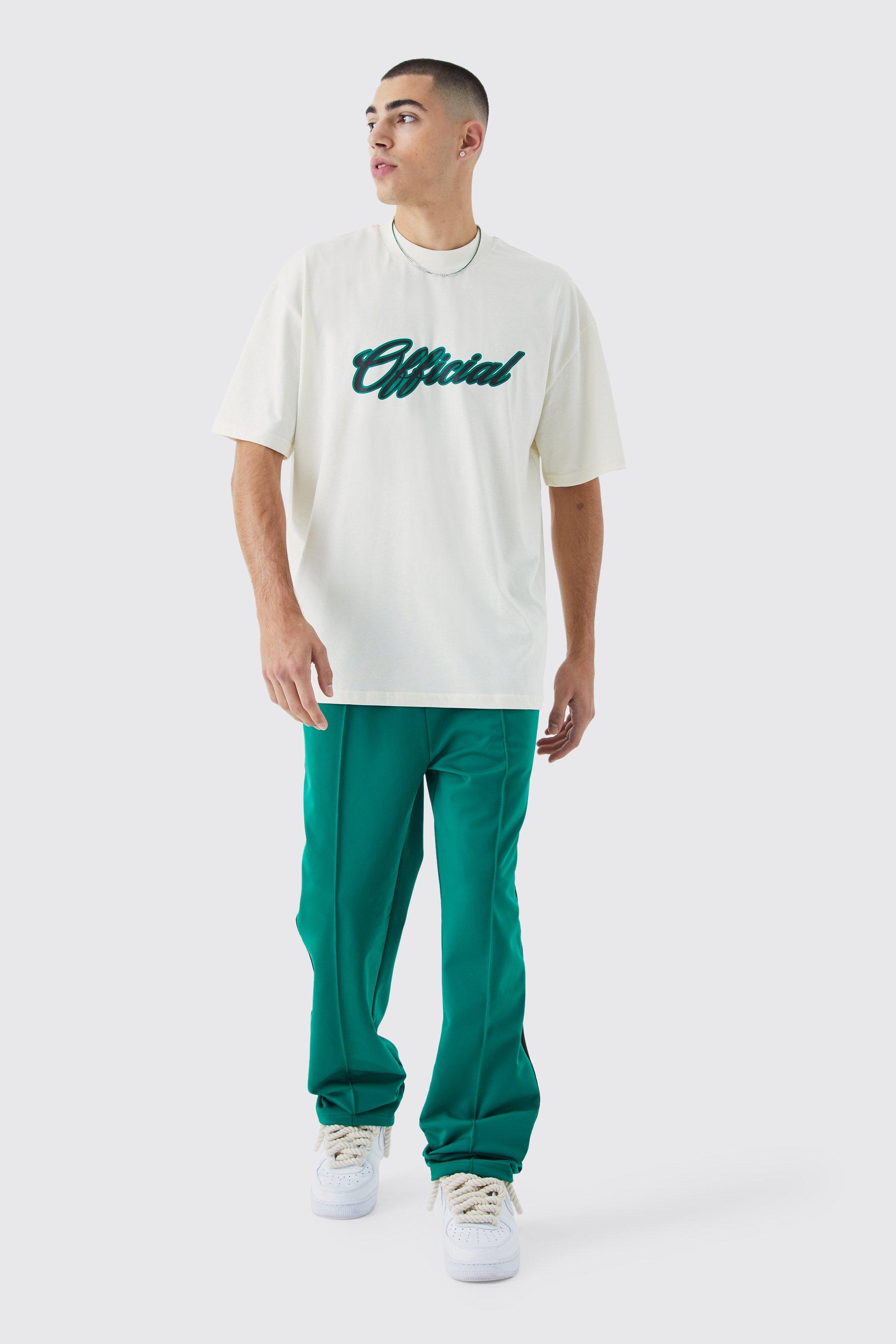 Mens Green Oversized Official T-shirt & Jogger Set, Green