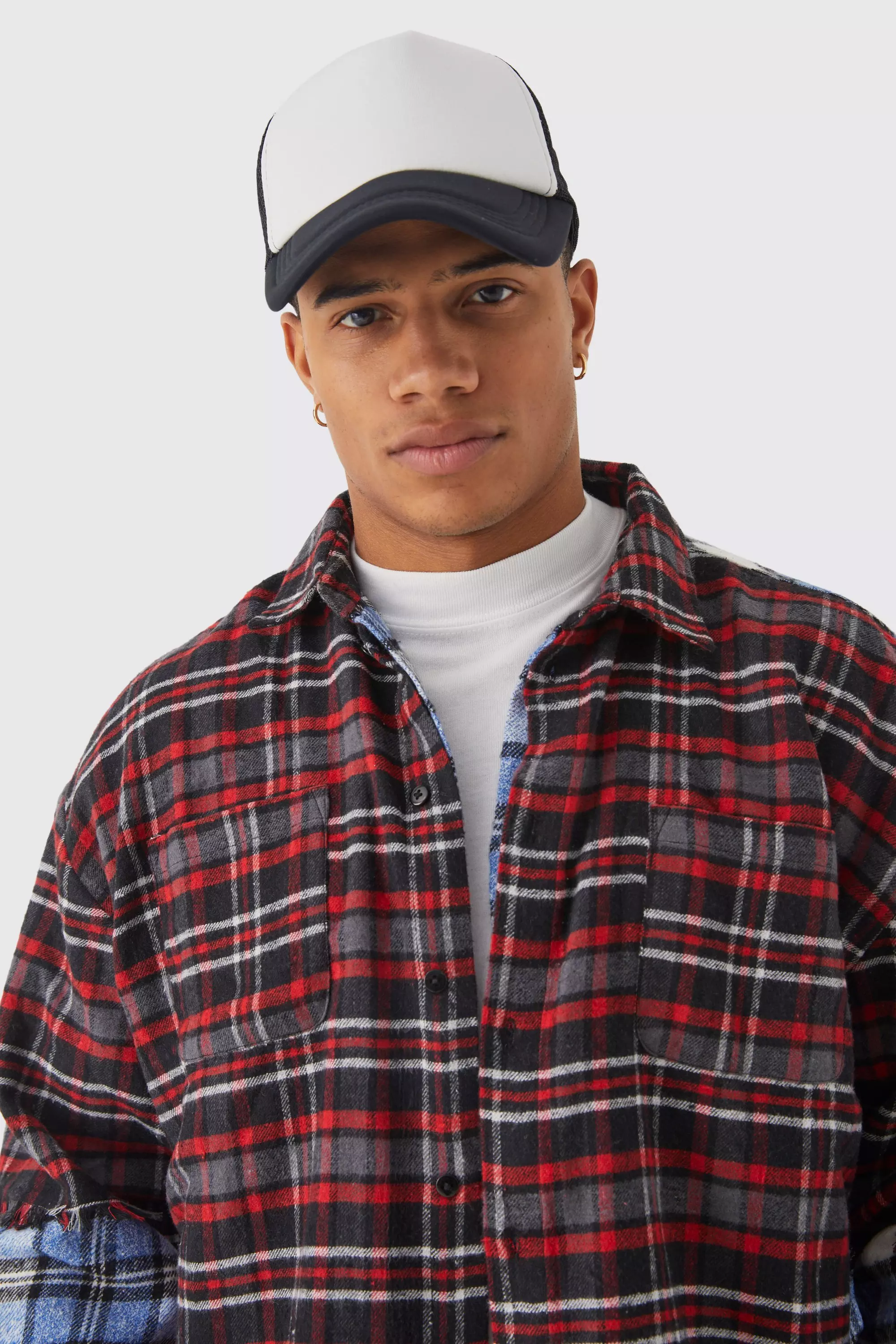 Oversized Faux Layered Flannel Shirt