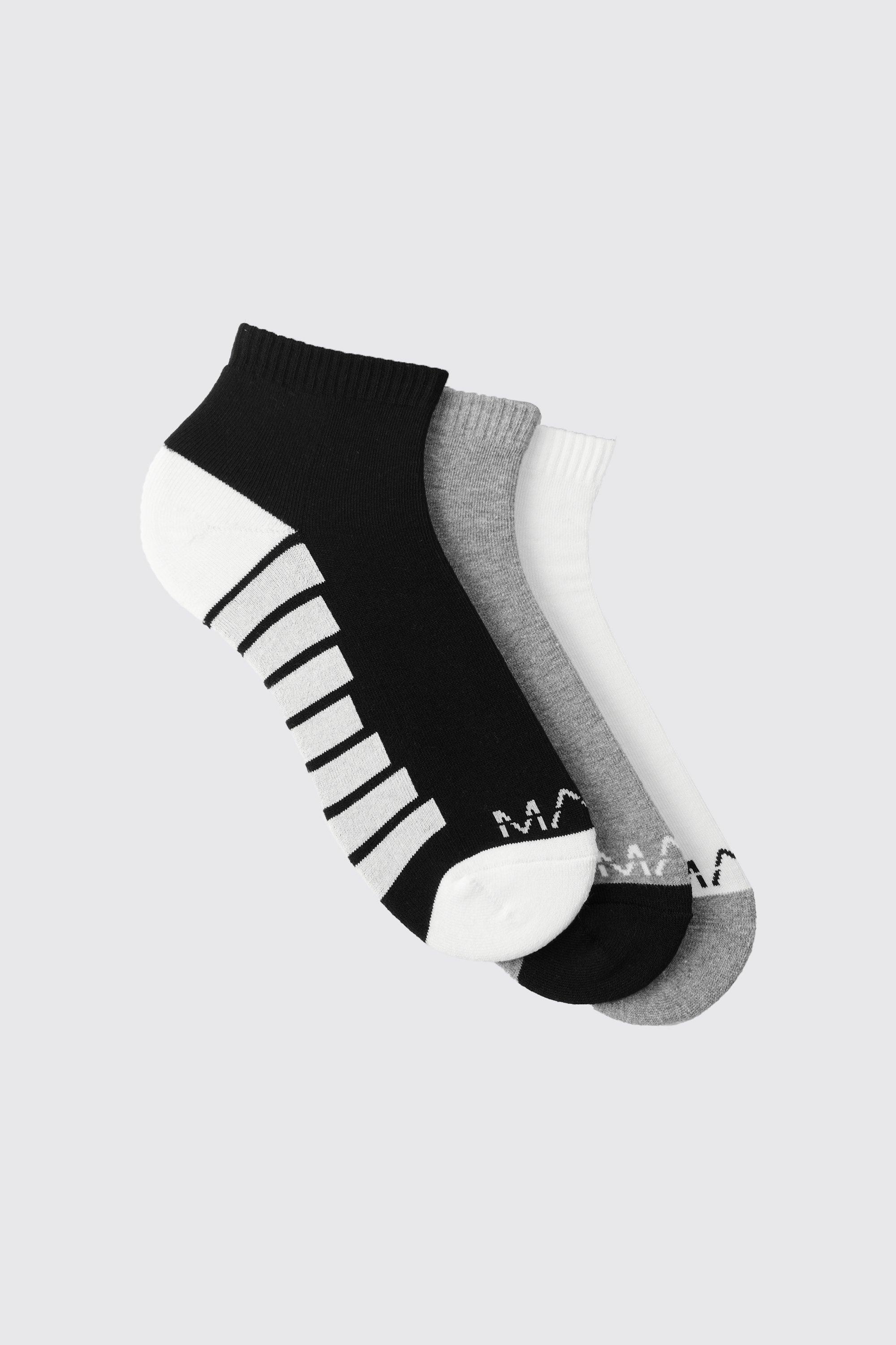Mens Multi 3 Pack Man Dash Activewear Ankle Socks, Multi