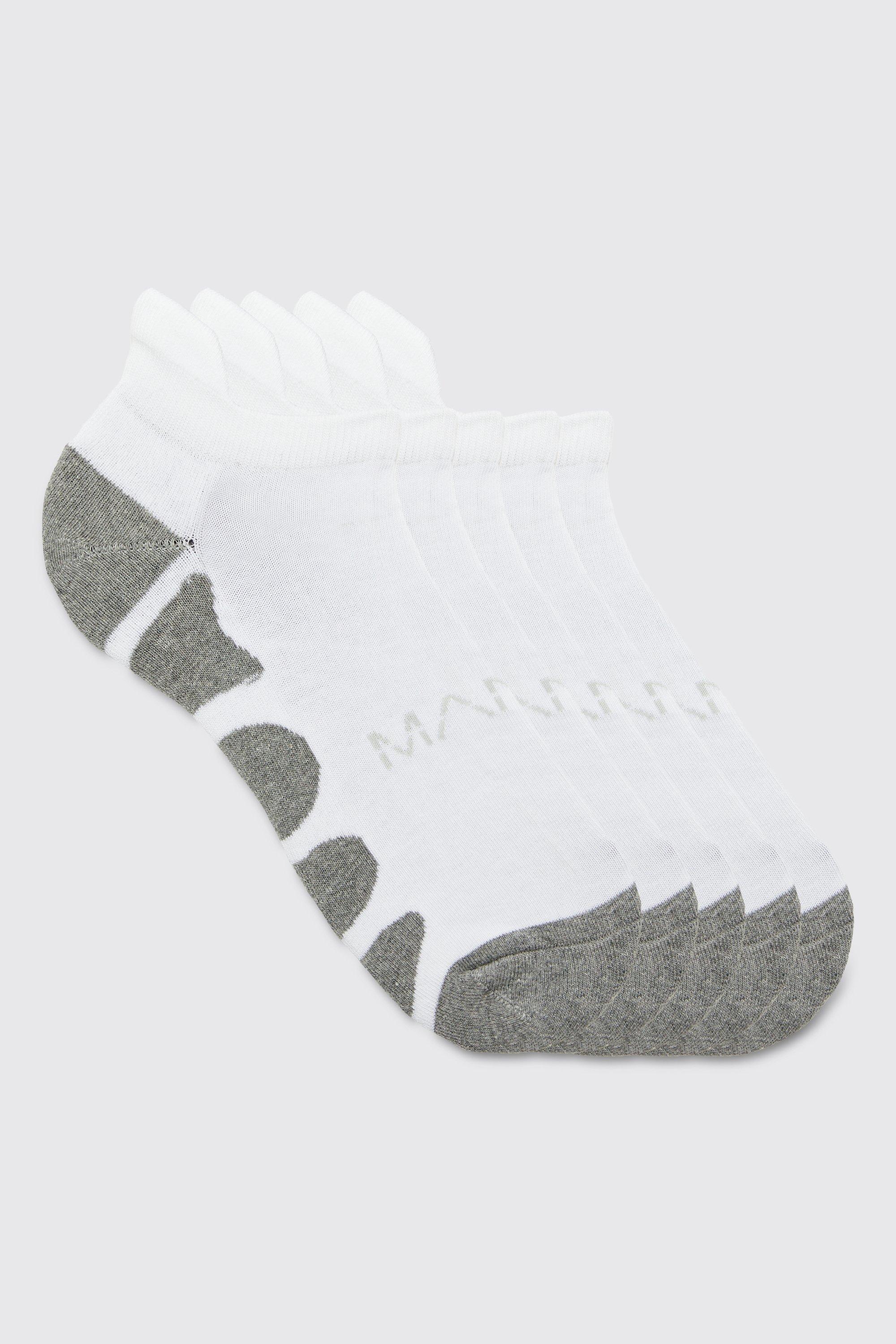 Mens White Man Active 5 Pack Trainer Socks, White