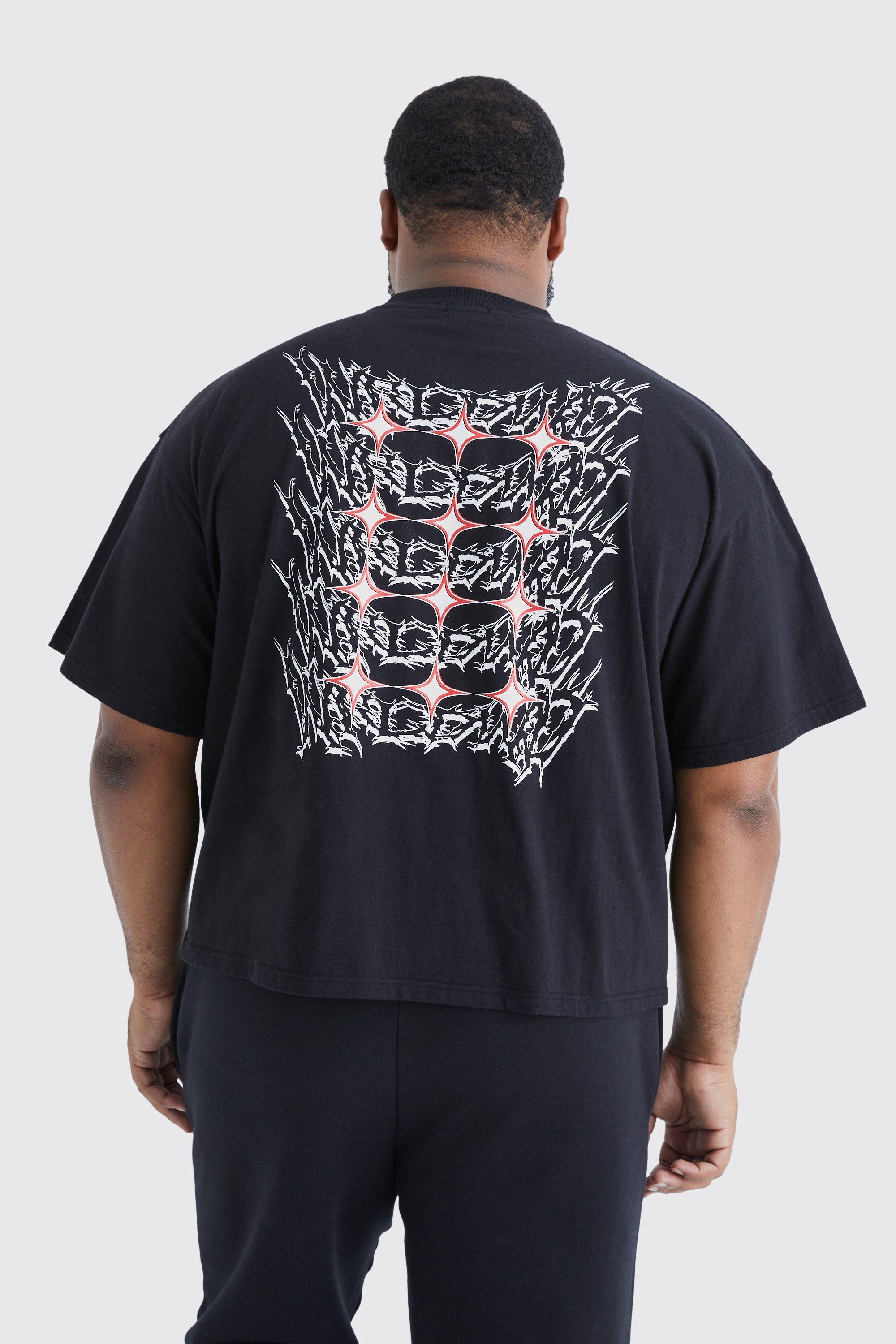 Mens Black Plus Oversized Boxy Grunge Homme T-shirt, Black