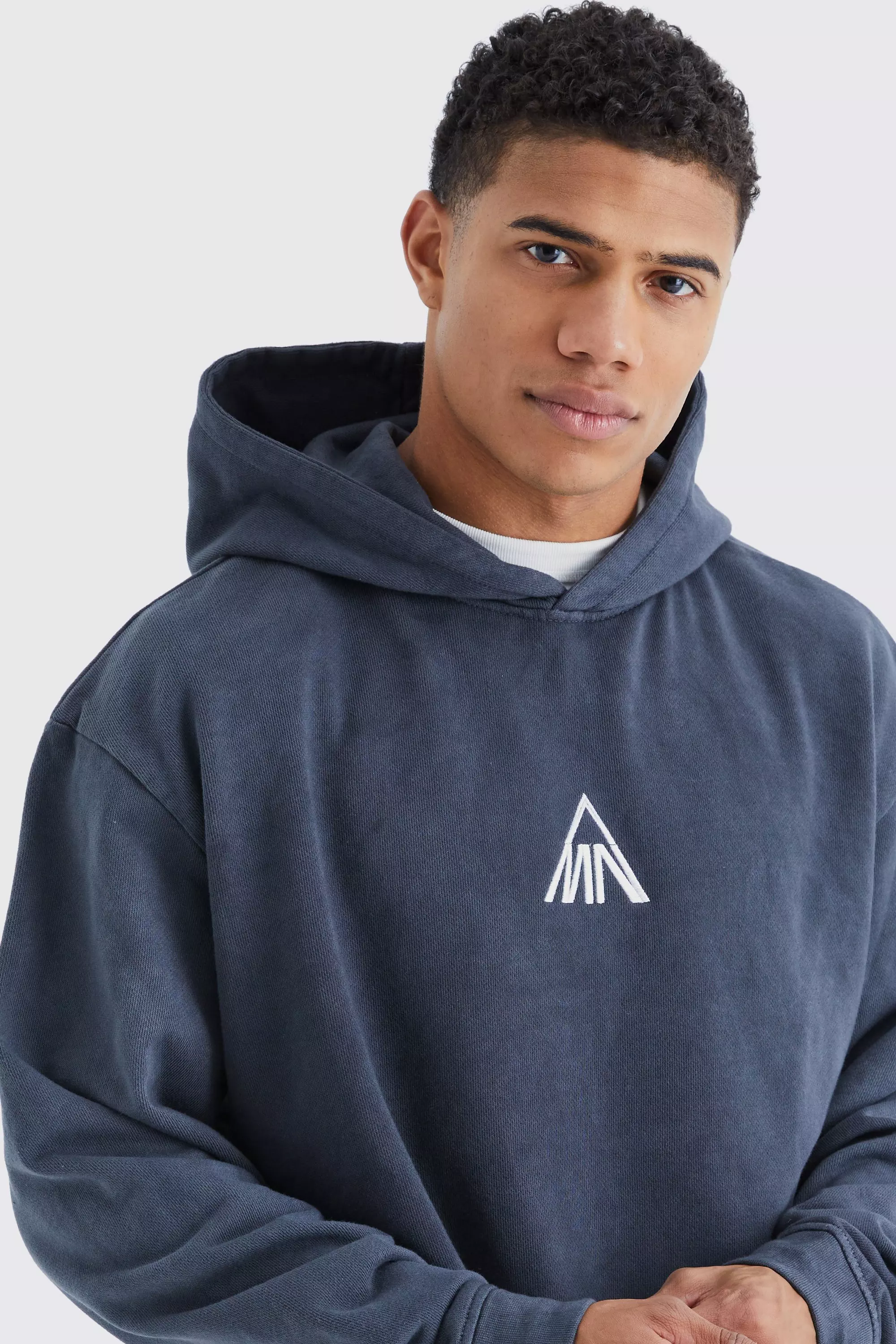 Oversized Raw Hem Washed Loopback Graphic Hoodie