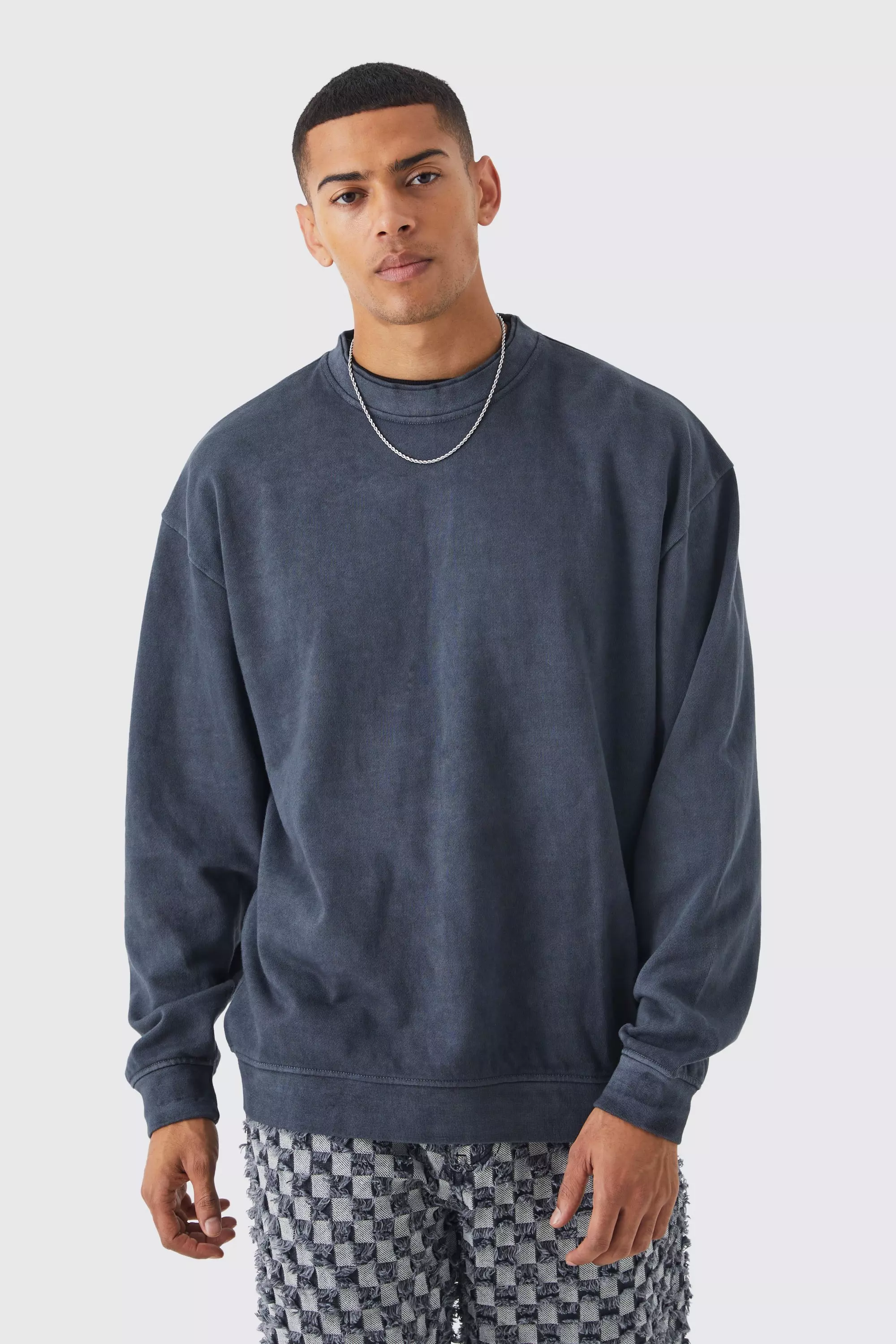 Men's Oversize Sweatshirt Round Neck Black