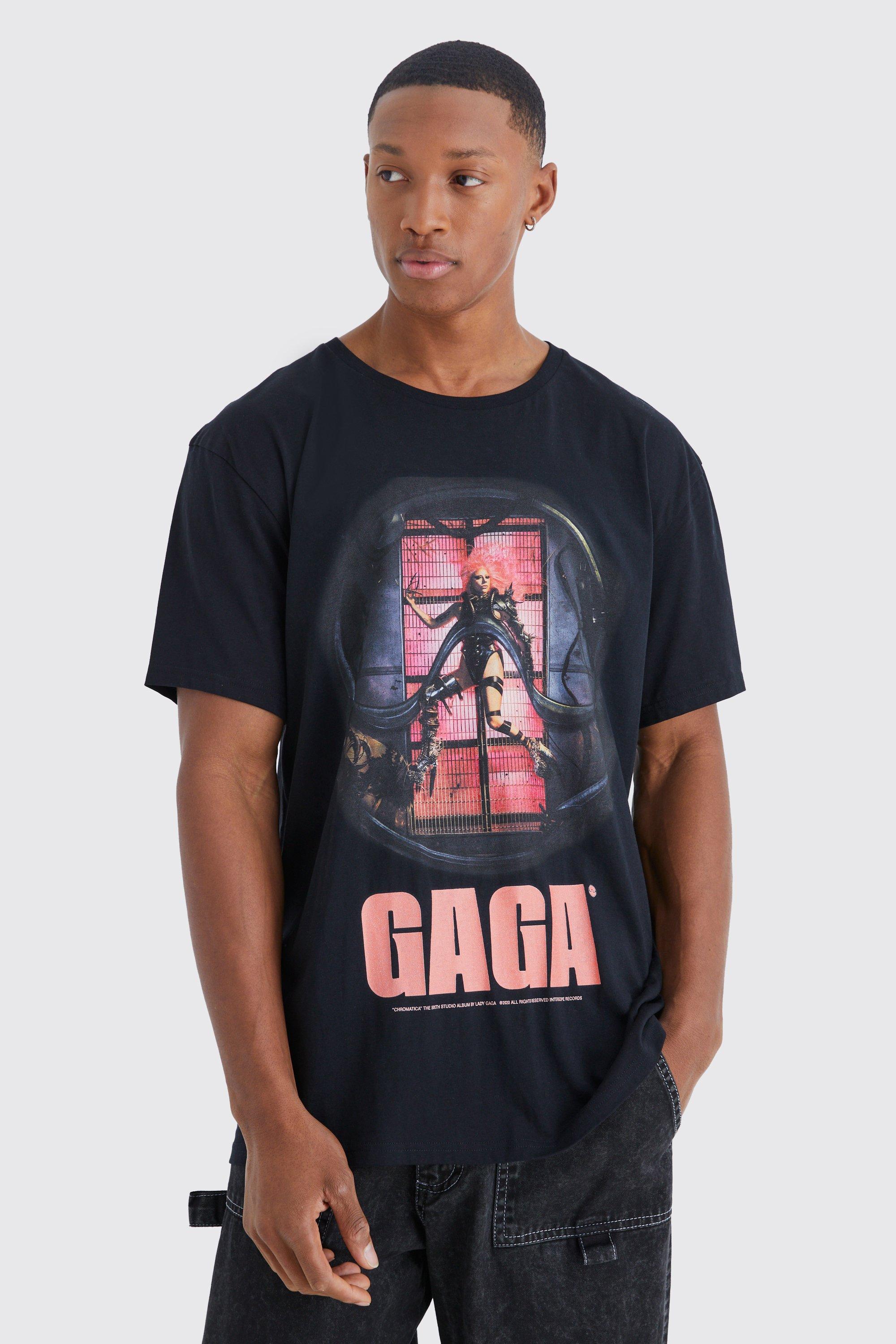 womens oversized lady gaga license t-shirt - black - s, black
