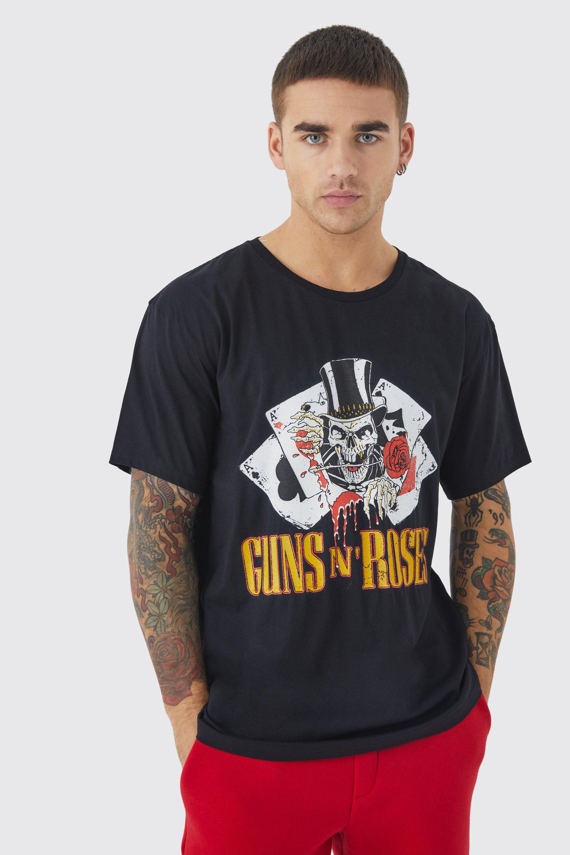Mens Black Guns N Roses License T-shirt, Black