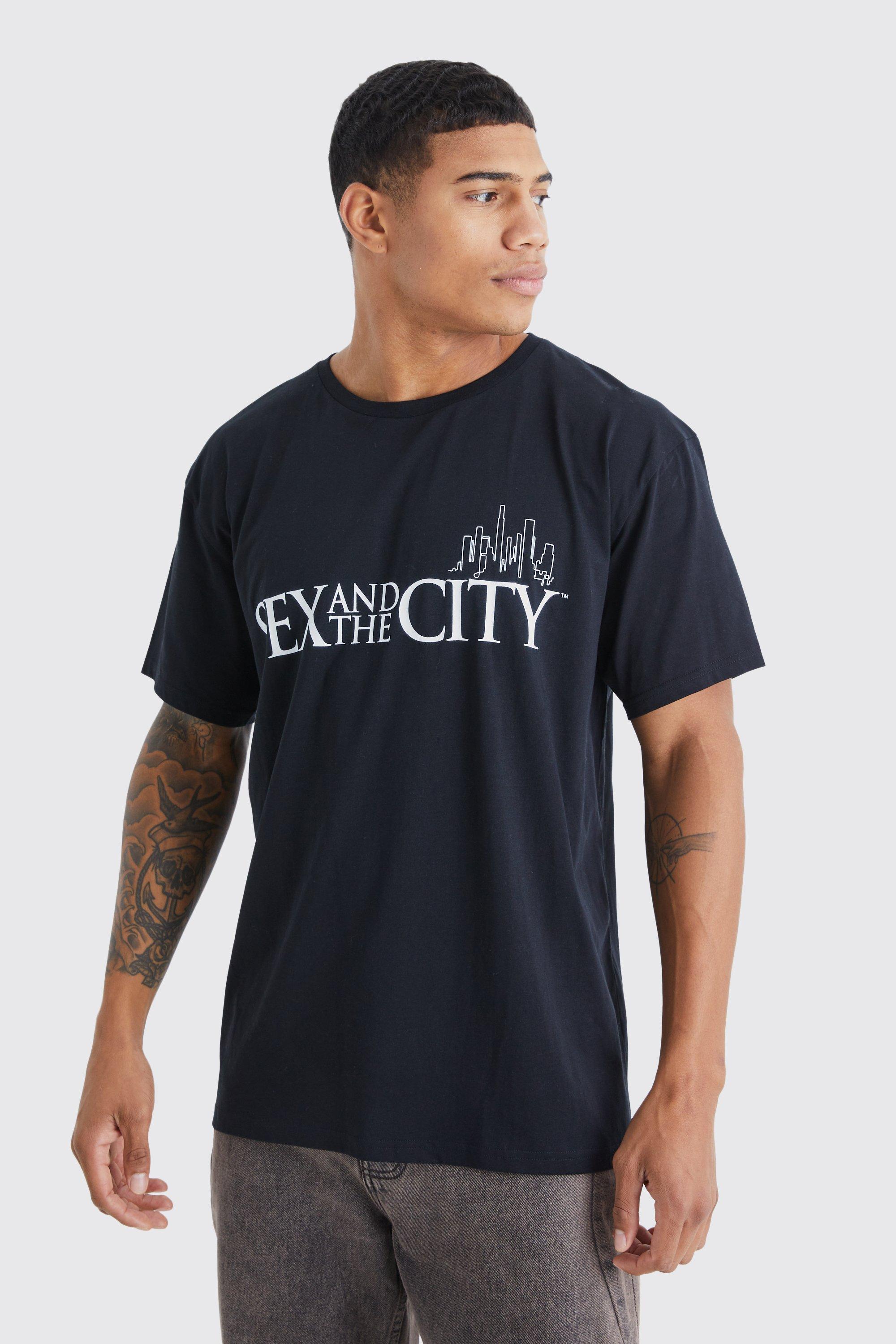 Mens Black Oversized Sex In The City License T-shirt, Black