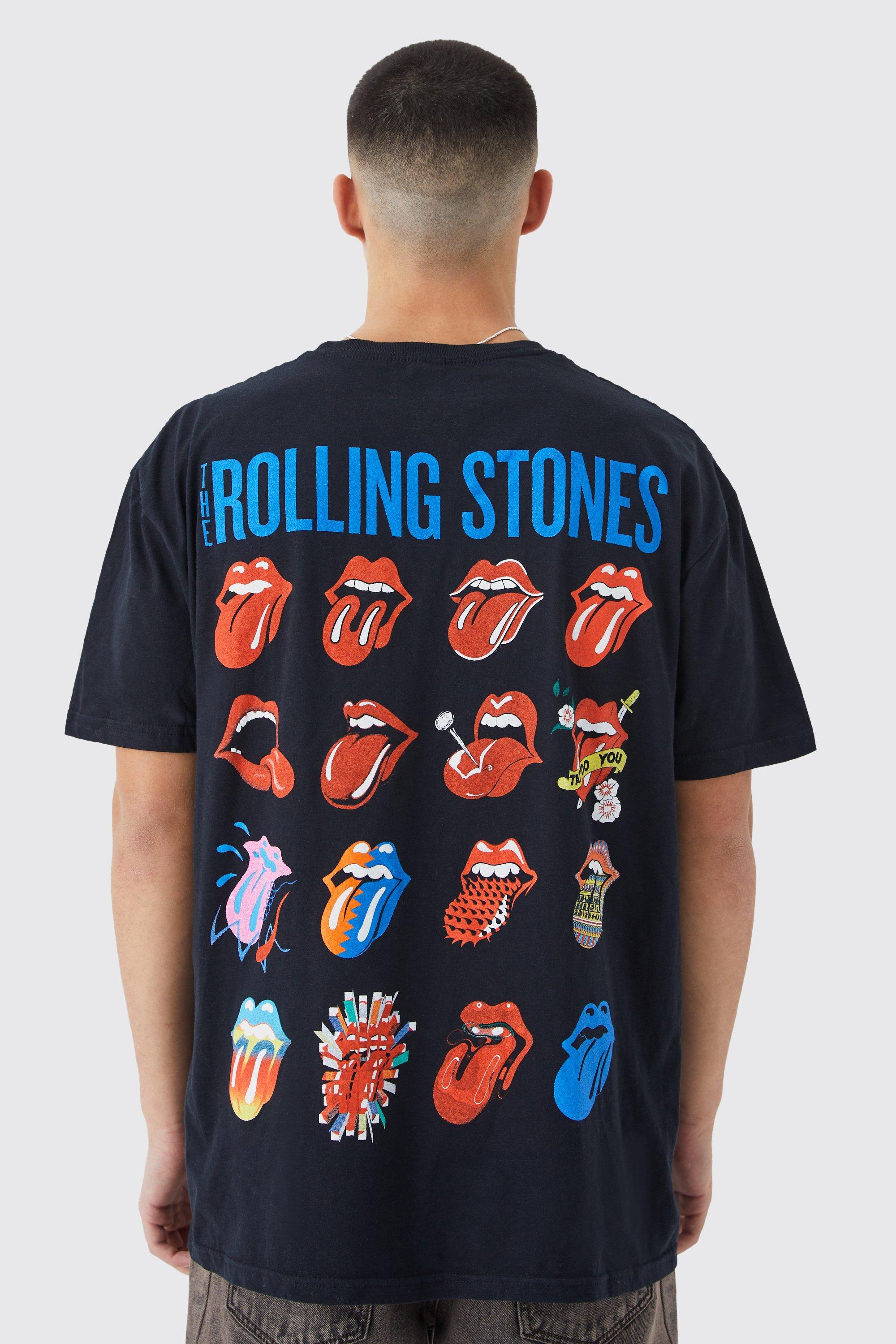 Mens Black Oversized Rolling Stones Band License T-shirt, Black