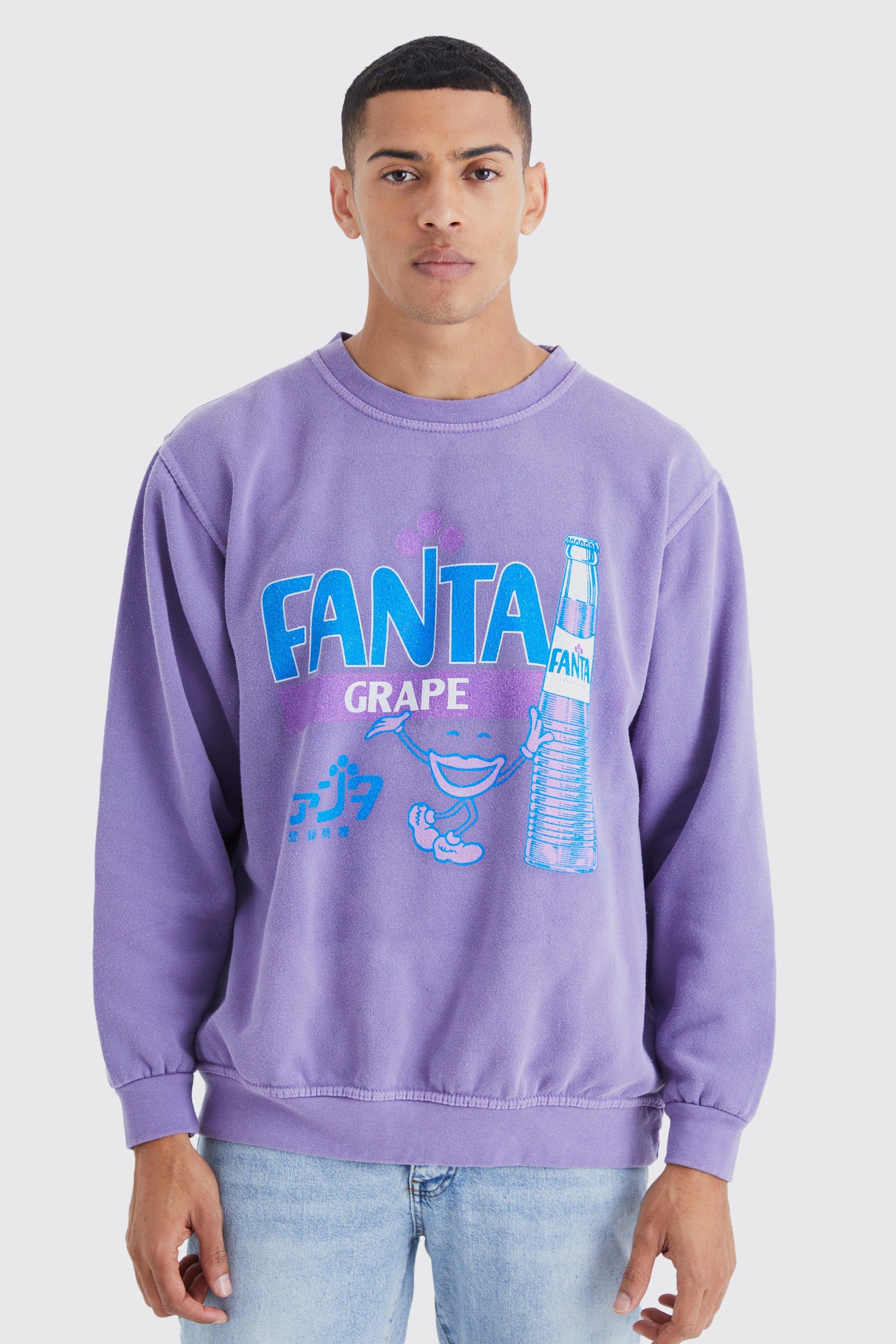 Mens Purple Oversized Fanta Grape Wash License Sweatshirt, Purple
