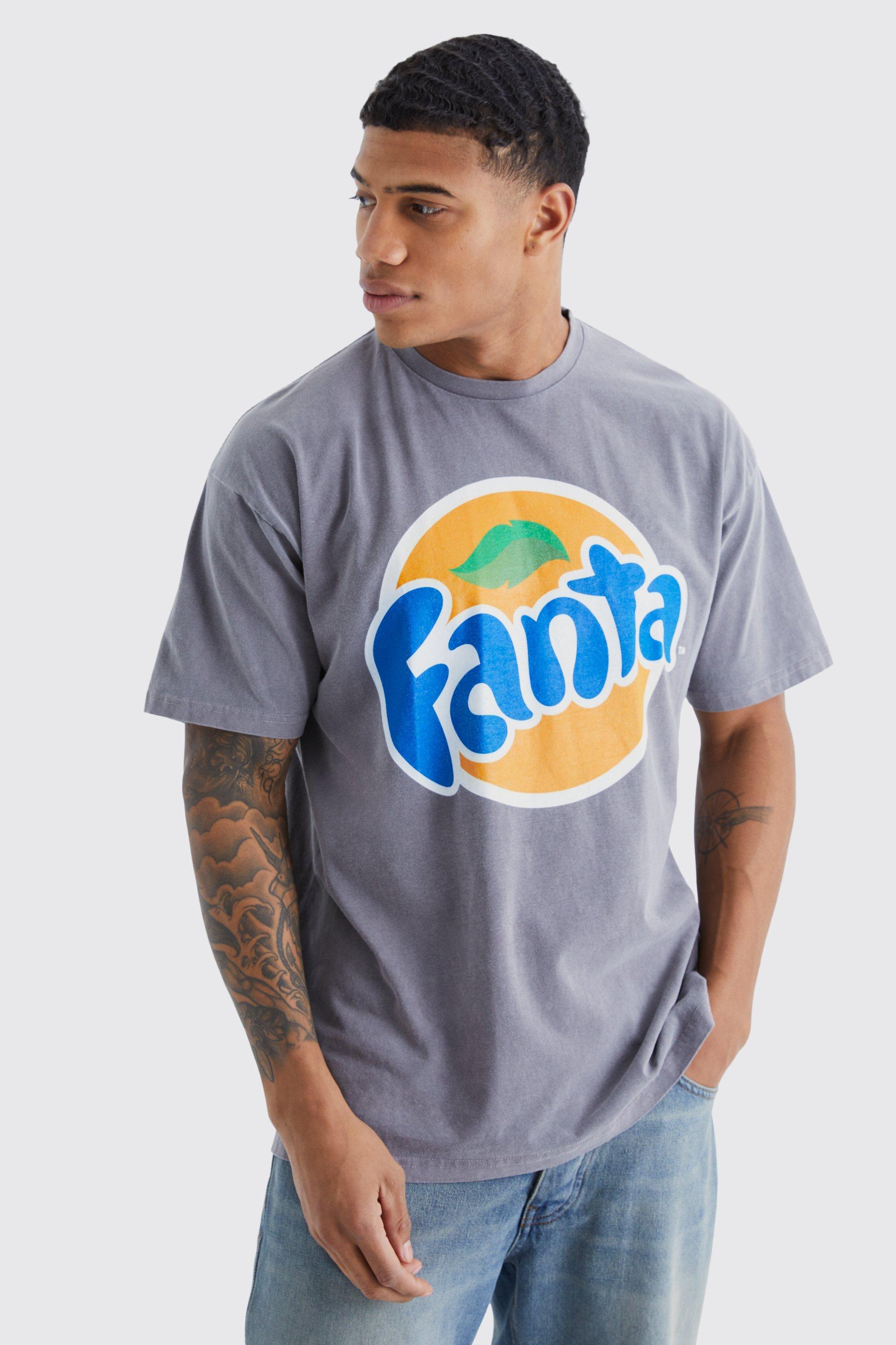 Mens Grey Oversized Fanta Orange Wash License T-shirt, Grey