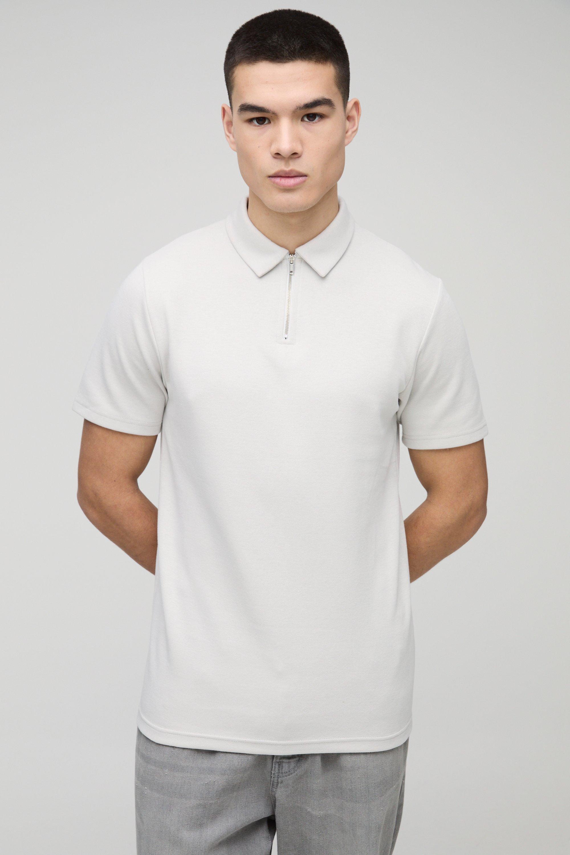 Mens Grey Slim Interlock Polo, Grey