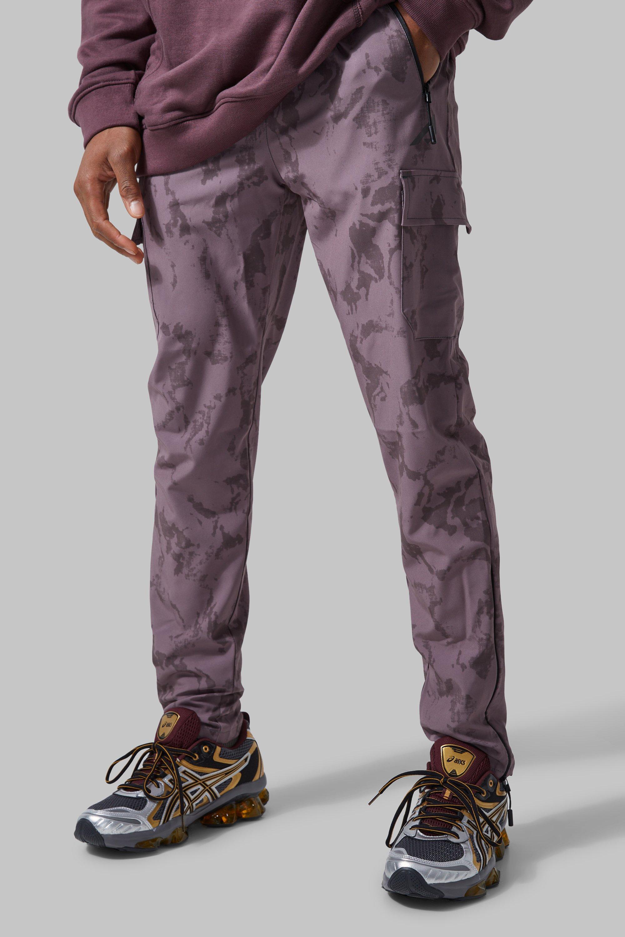 Image of Pantaloni tuta Cargo Active Matte Skinny Fit in lavaggio acido, Rosso