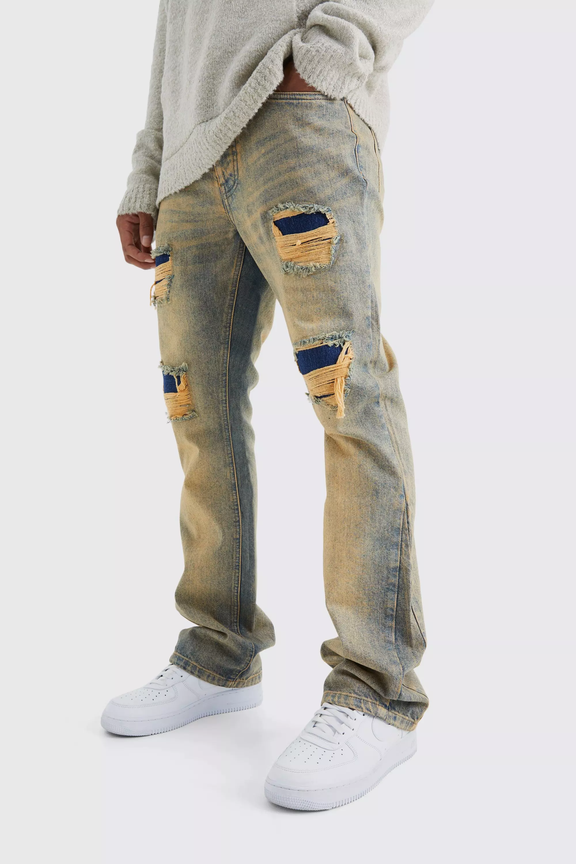 Slim Flare Rigid Multi Rip & Repair Jean