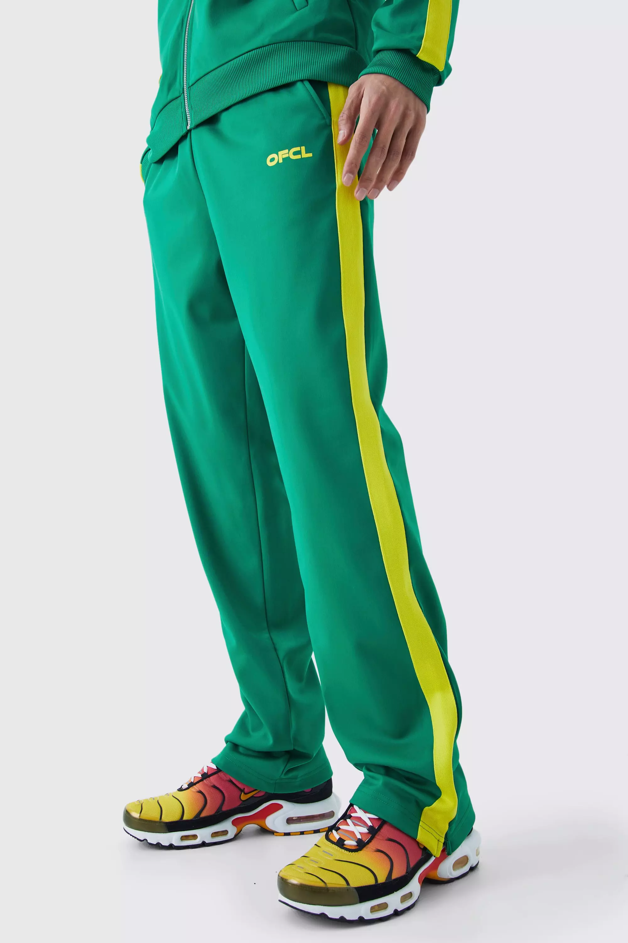 Adidas red green hot sale yellow stripe tracksuit