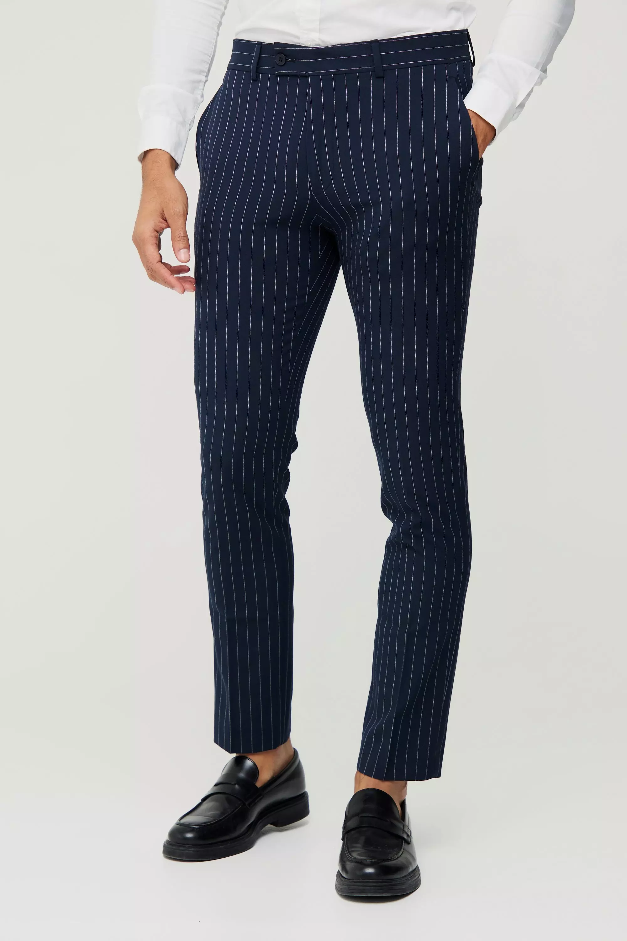 Pinstripe best sale skinny trousers