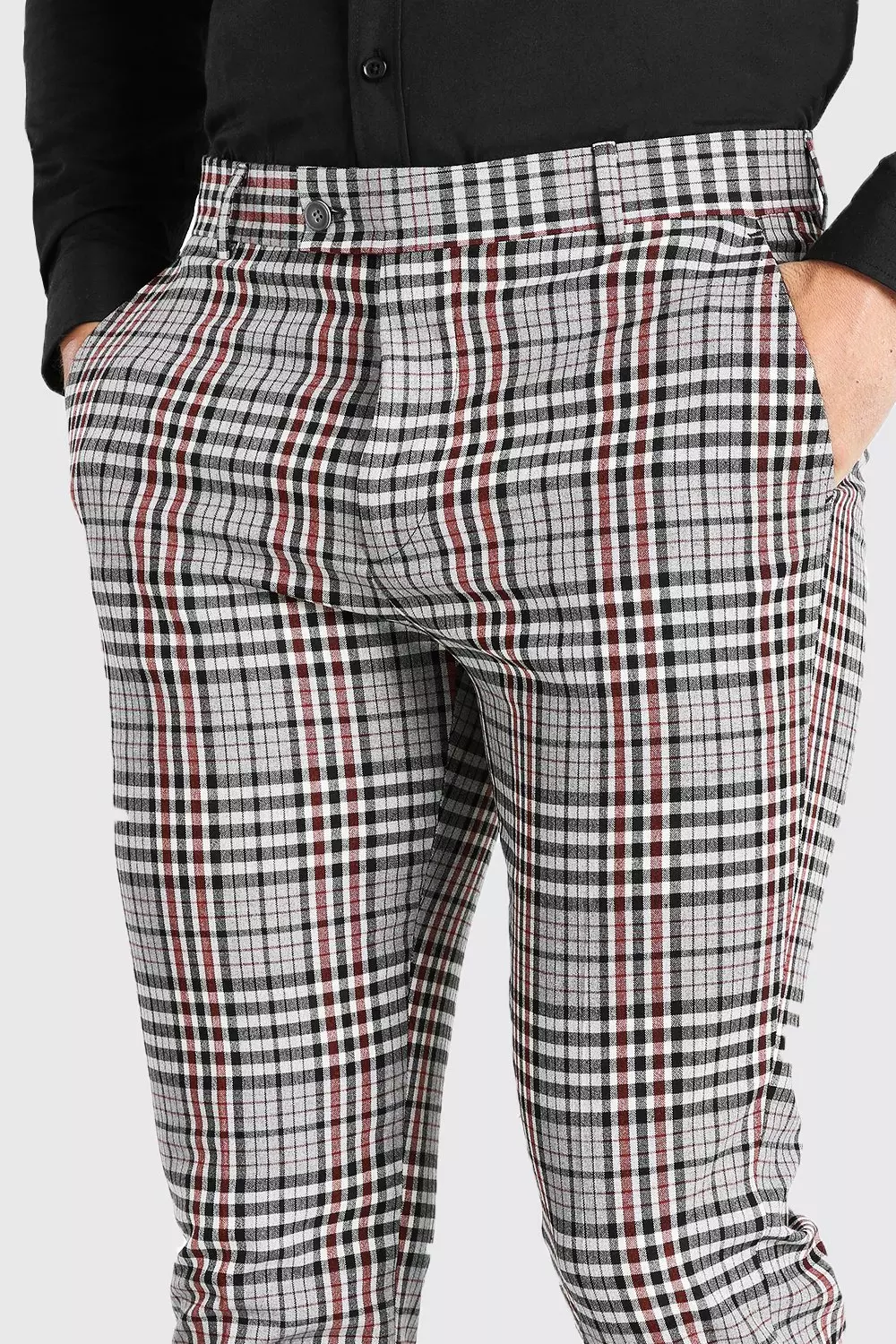 Grey check super hot sale skinny crop fit trousers