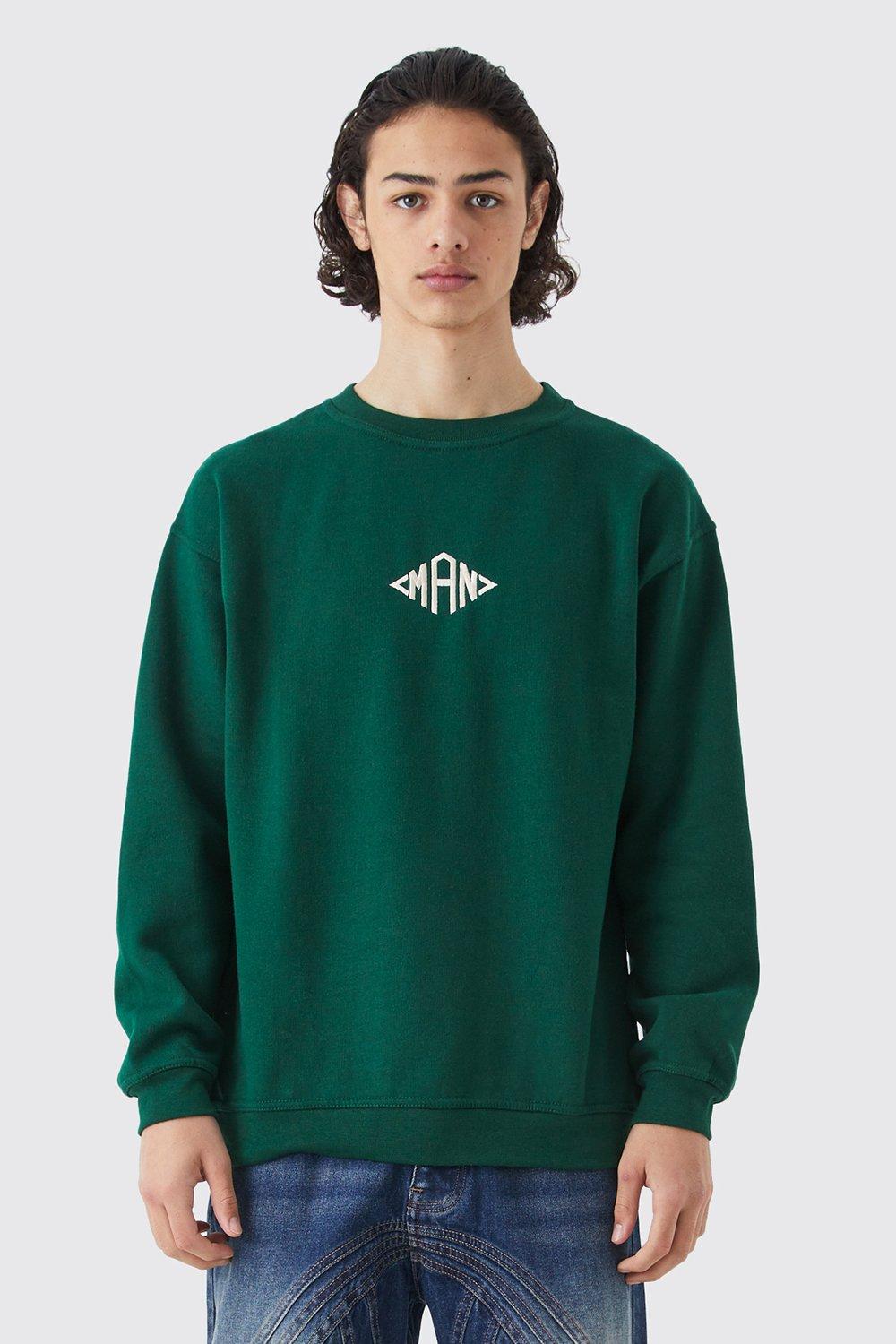Mens Green Man Oversized Sweatshirt, Green