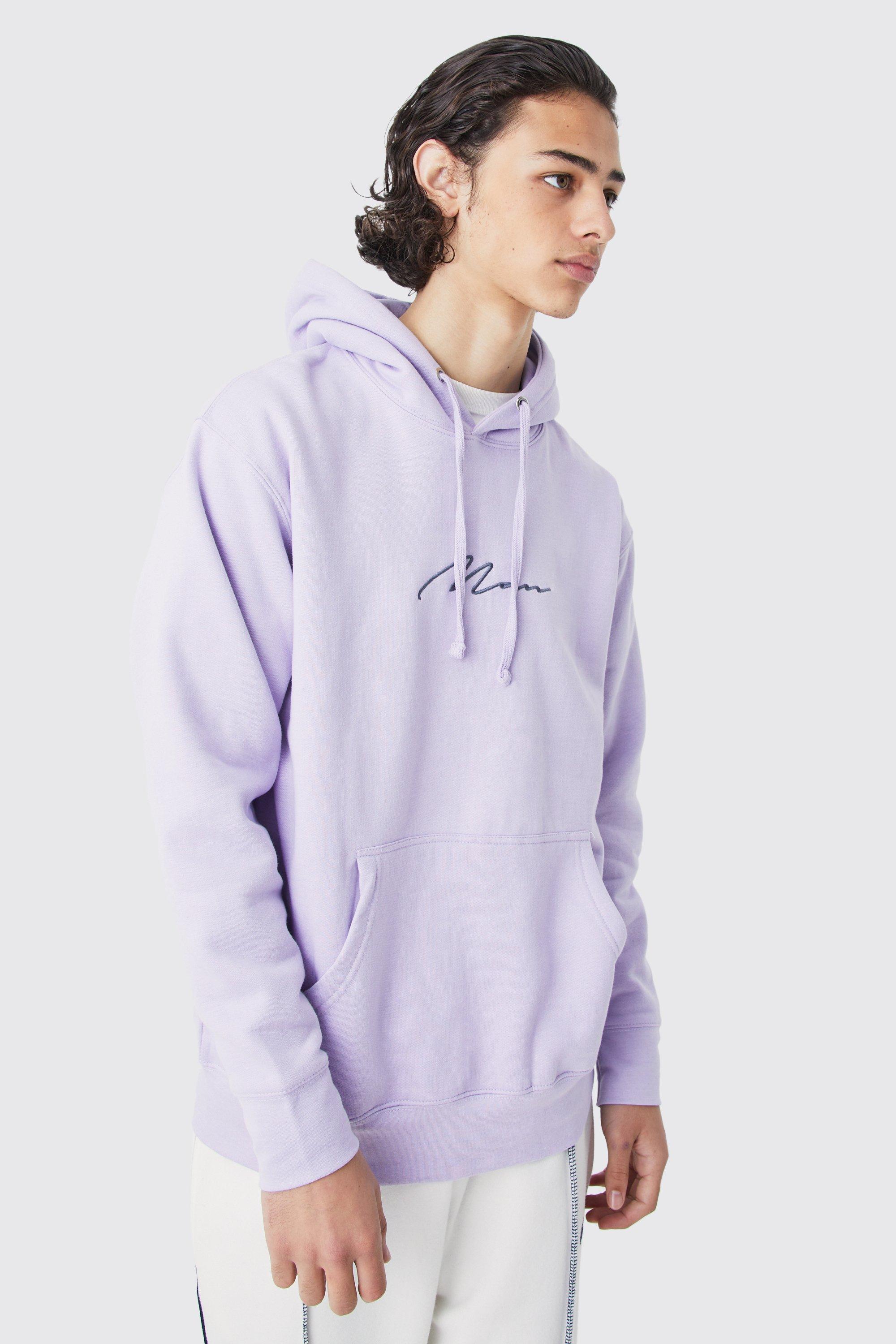 Mens Purple Man Oversized Basic Hoodie, Purple