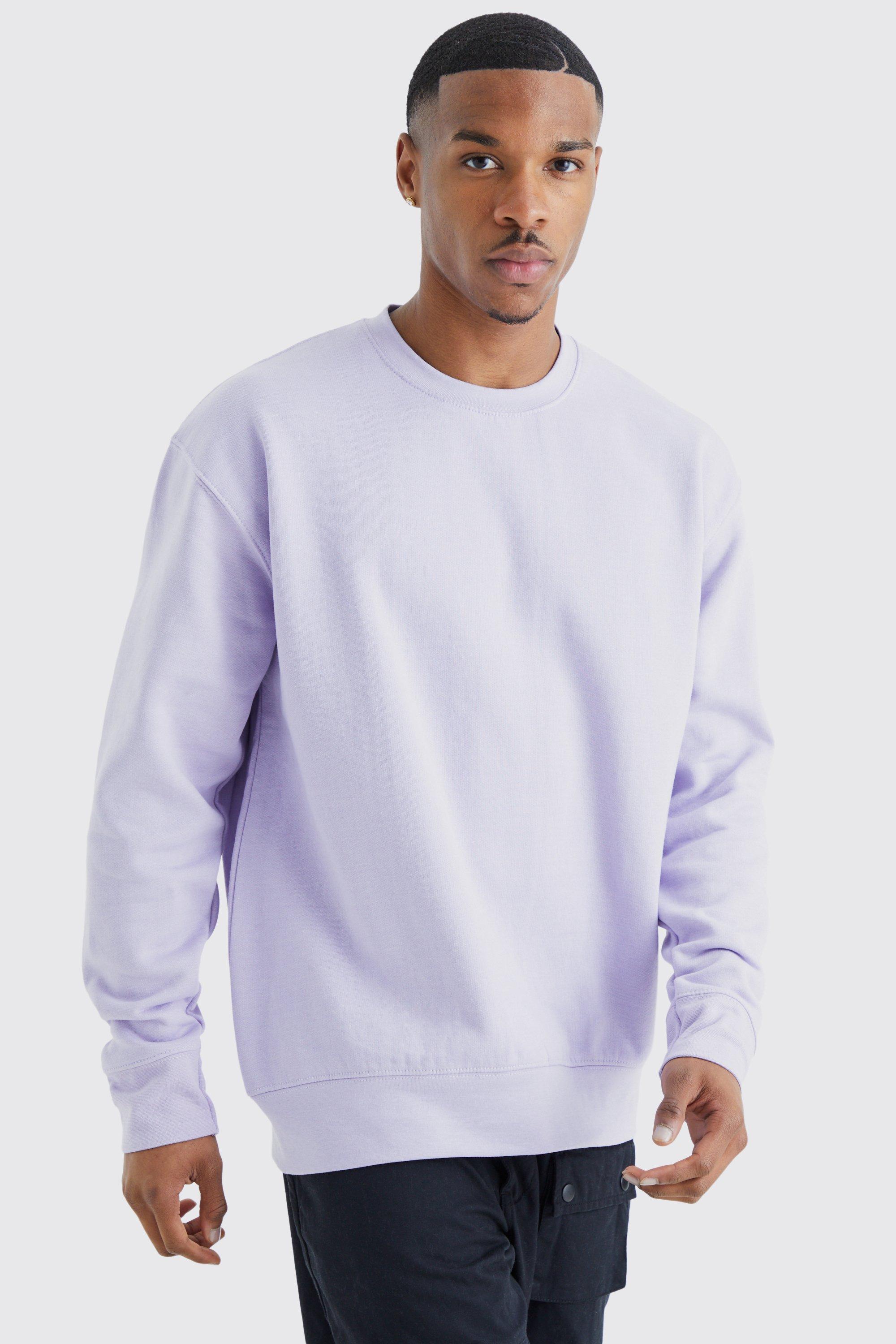 Mens Purple Oversized Basic Sweatshirt, Purple