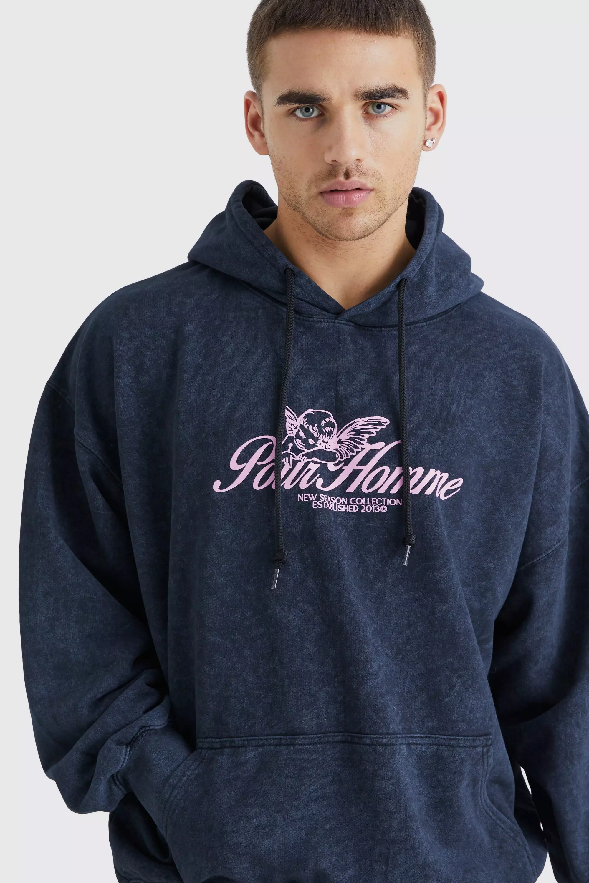 Oversized Pour Homme Wash Graphic Hoodie