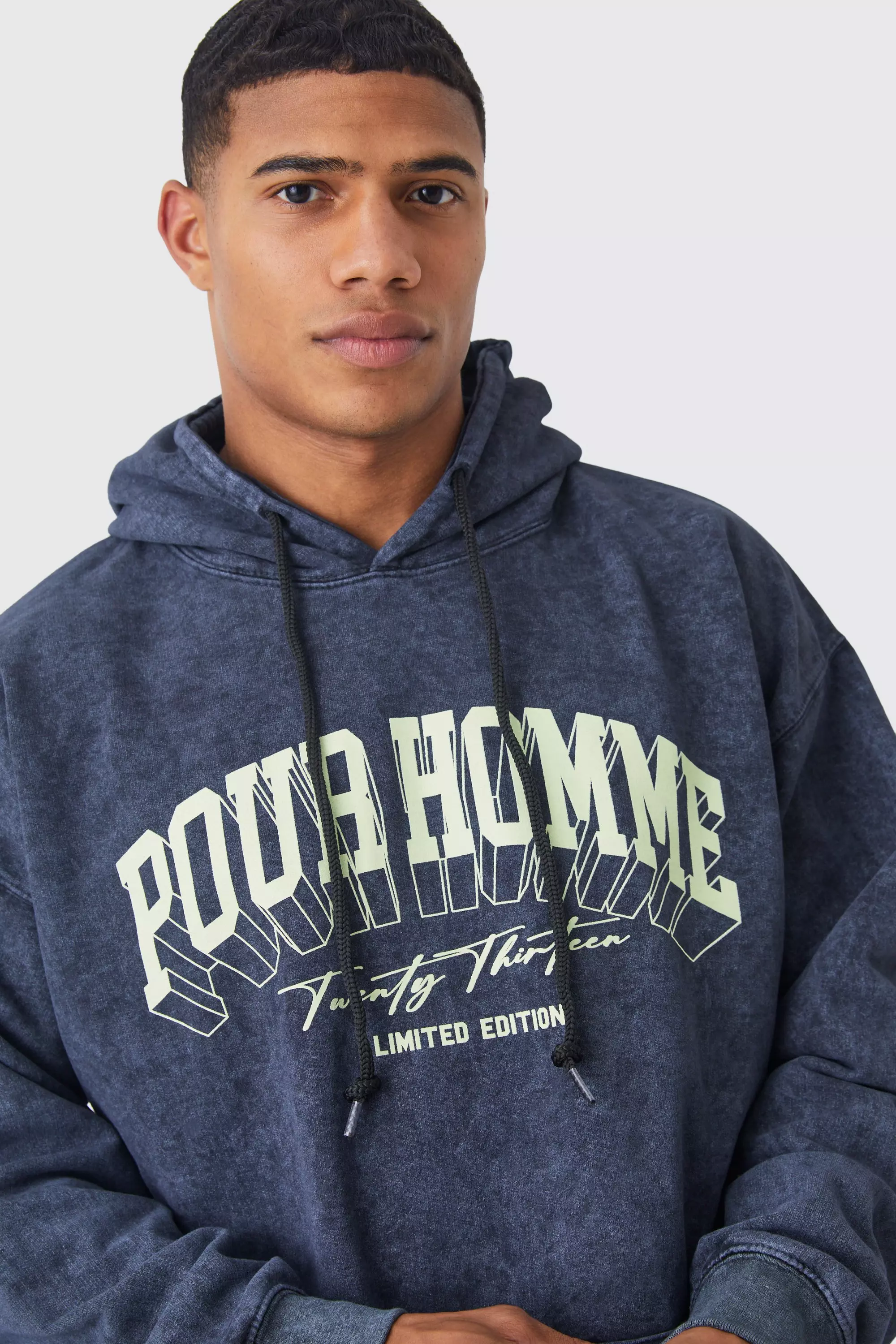 Oversized Pour Homme Wash Graphic Hoodie