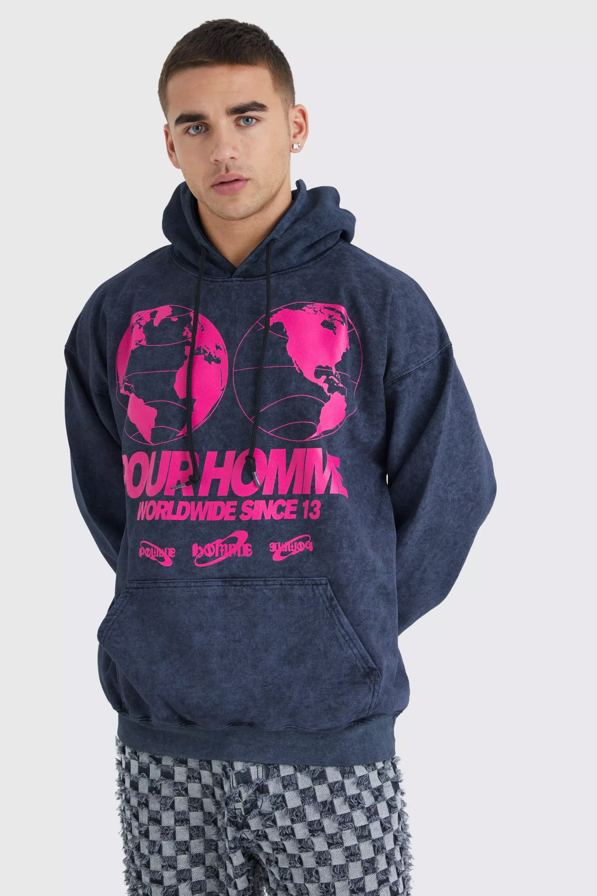 Worldwide slogan oversized outlet hoodie