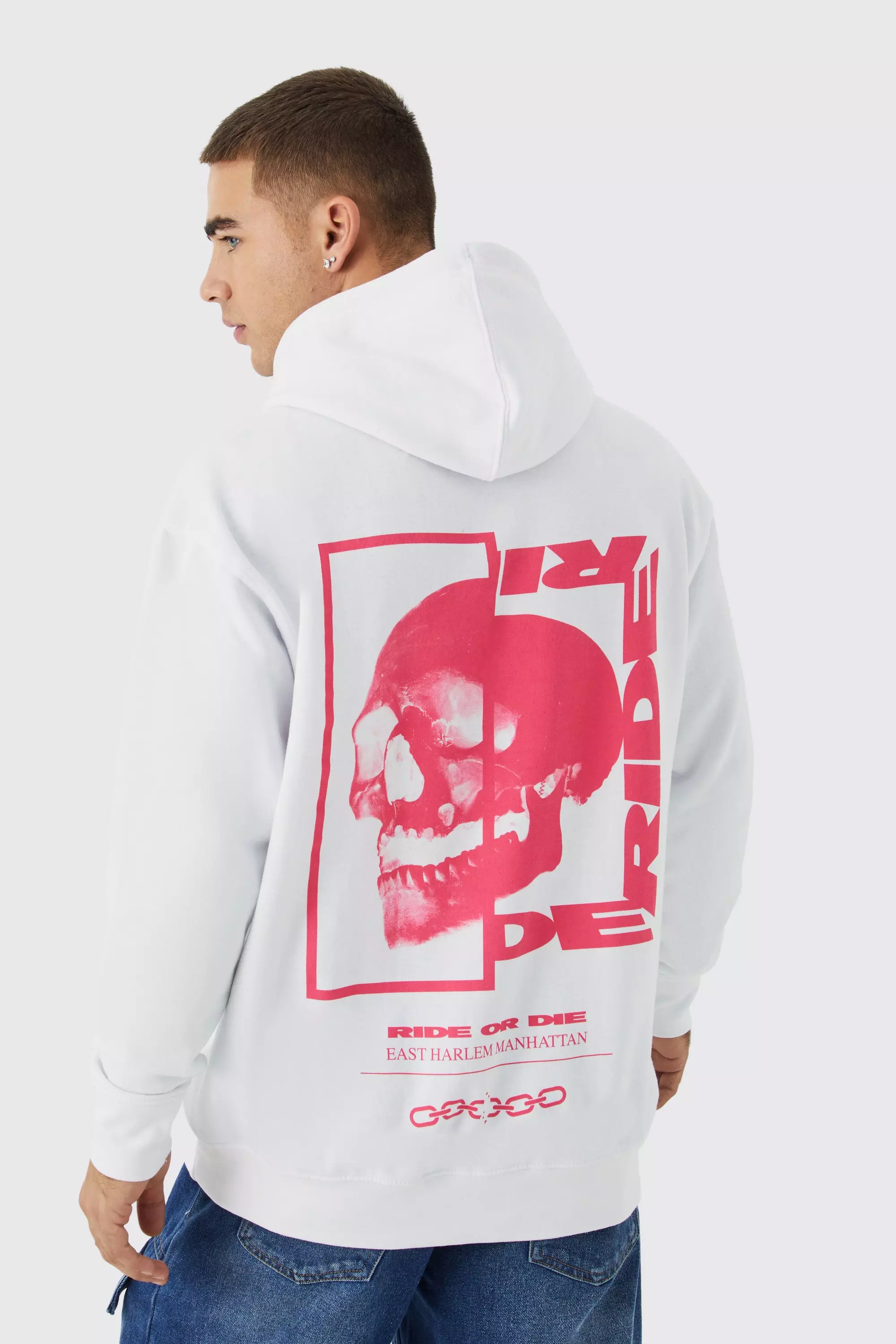 White oversized graphic discount hoodie