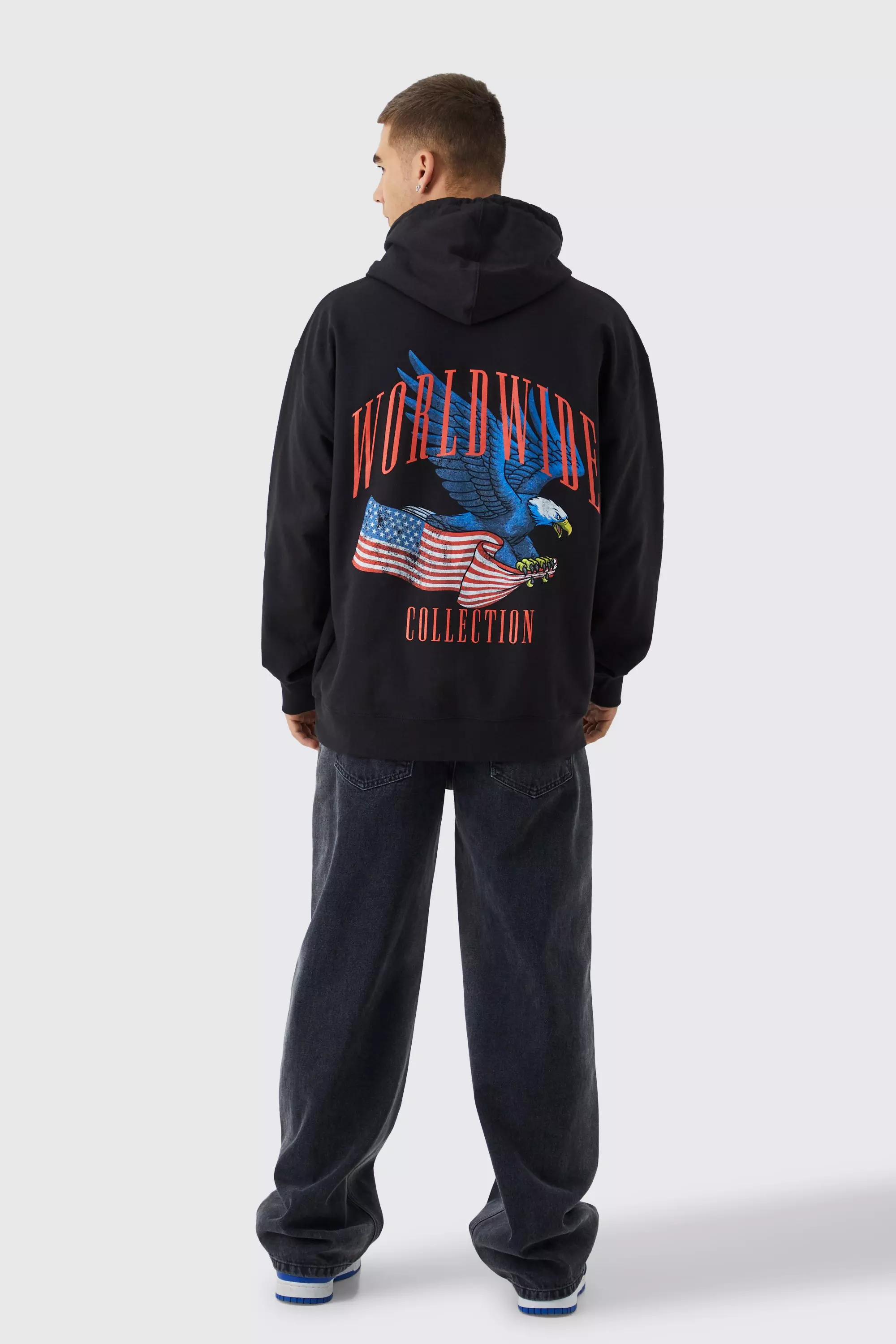 Men's Oversized Eagle Graphic Hoodie