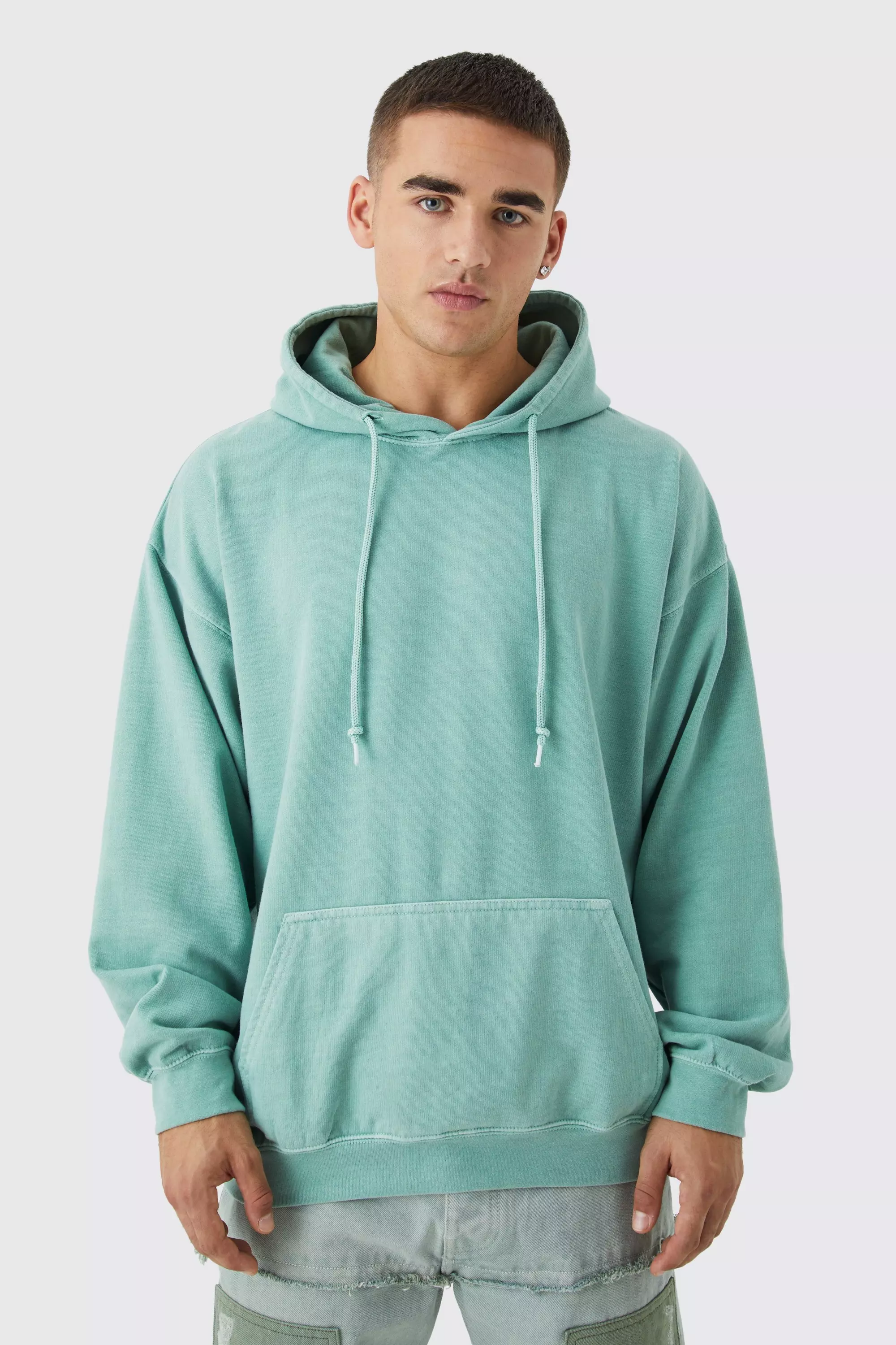 Oversized Overdye Virtues Graphic Hoodie | boohooMAN USA