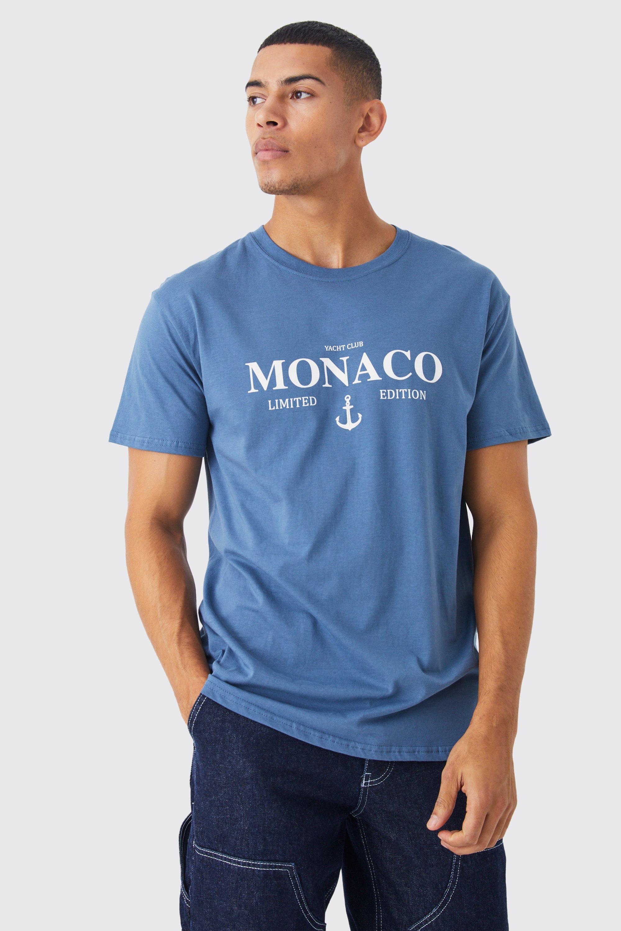 Mens Blue Oversized Monaco Limited Edition T-shirt, Blue