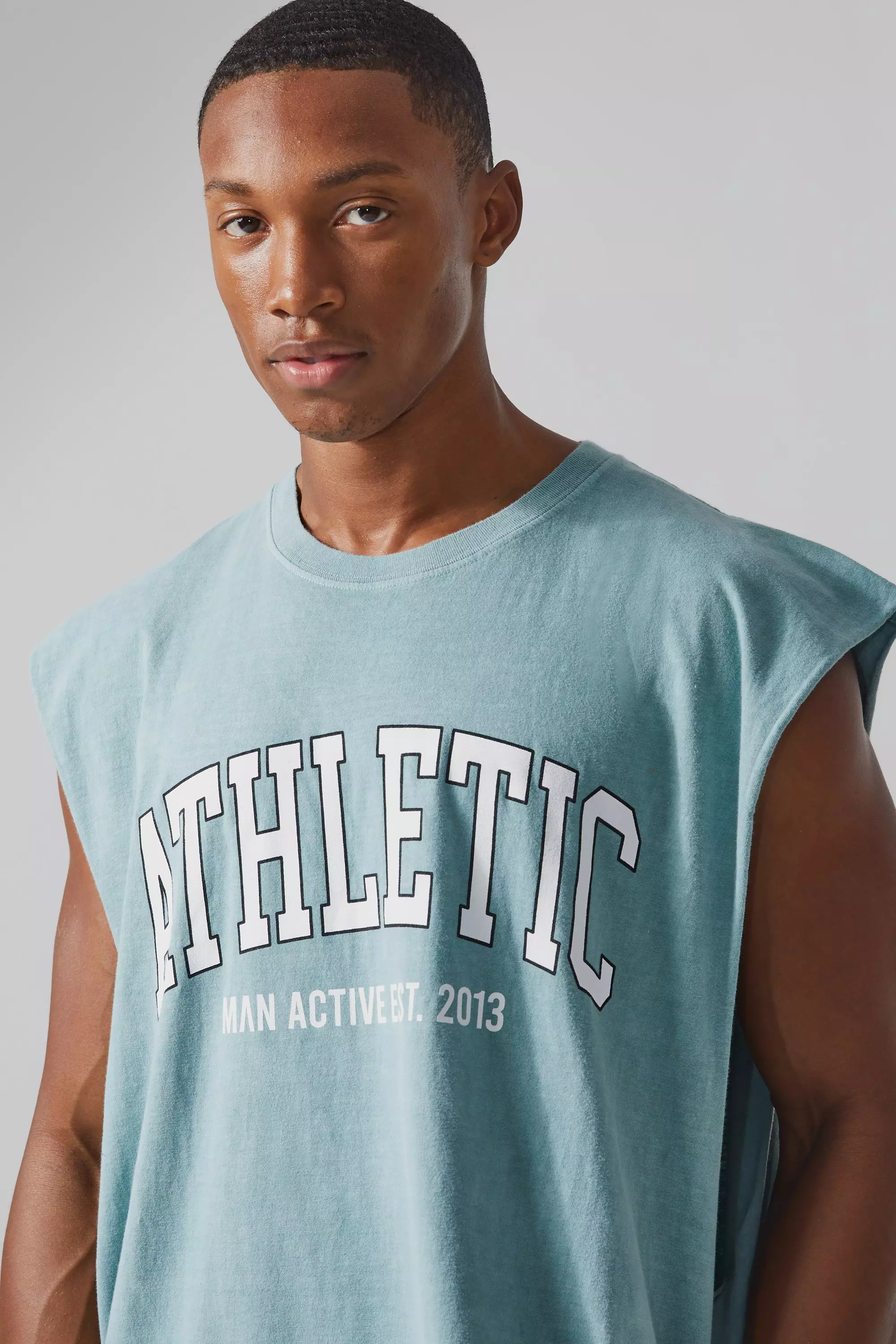 Man Active Gym Athletic Cut Off Tank