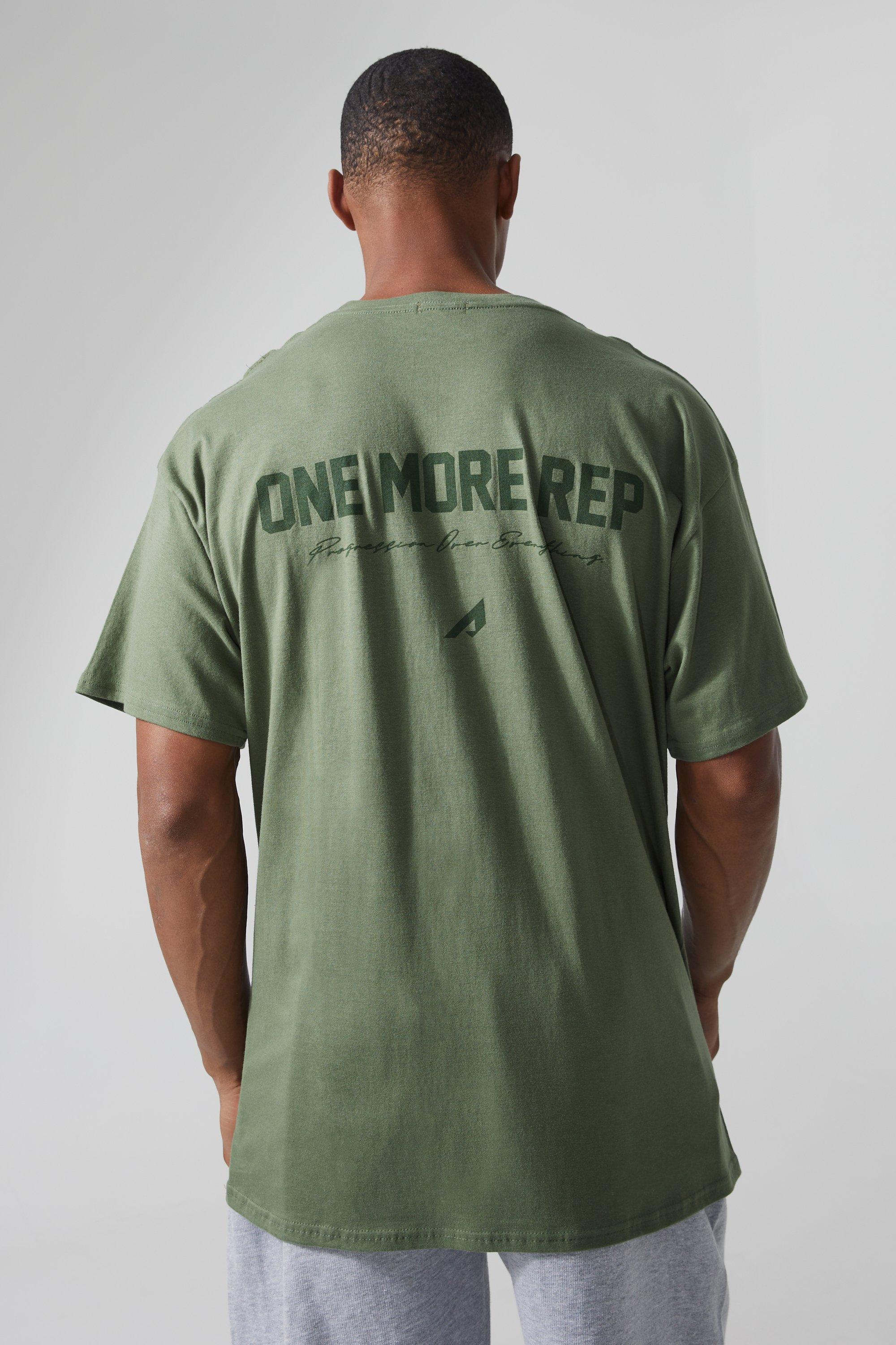 mens green active oversized one more rep t-shirt, green