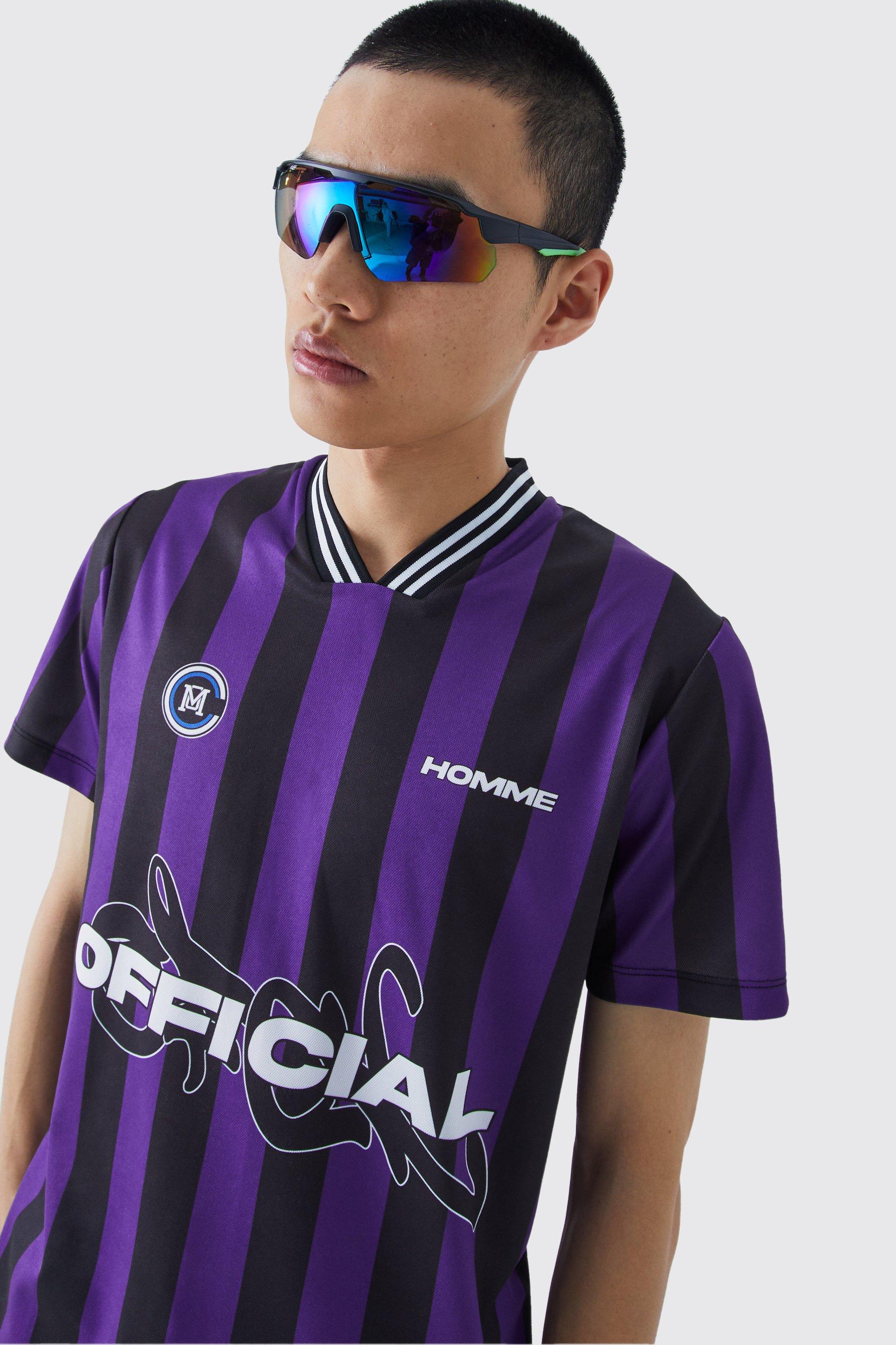 Mens Purple Stripe Official Football Shirt, Purple
