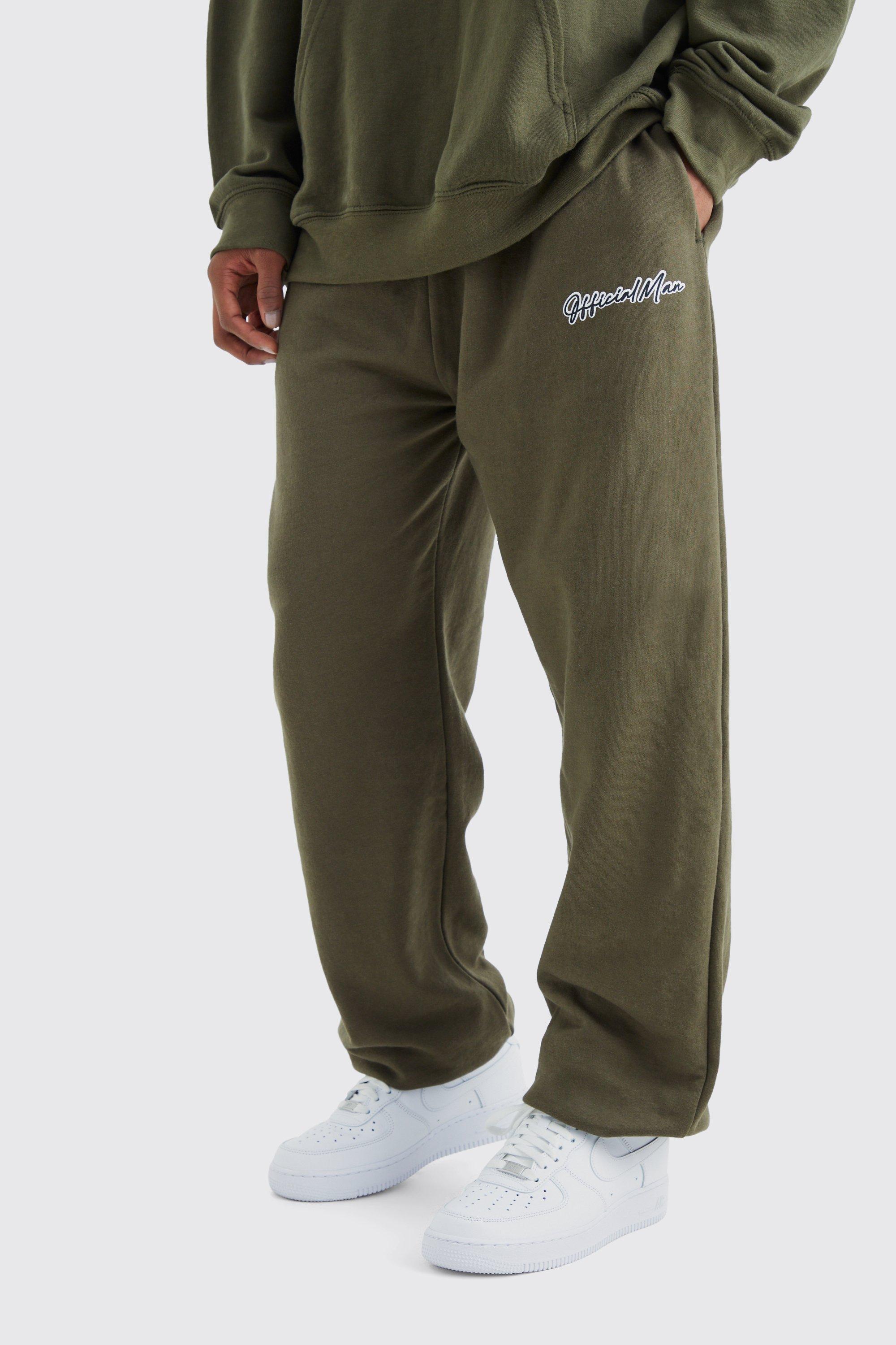 Mens Green Official Man Signature Oversized Joggers, Green