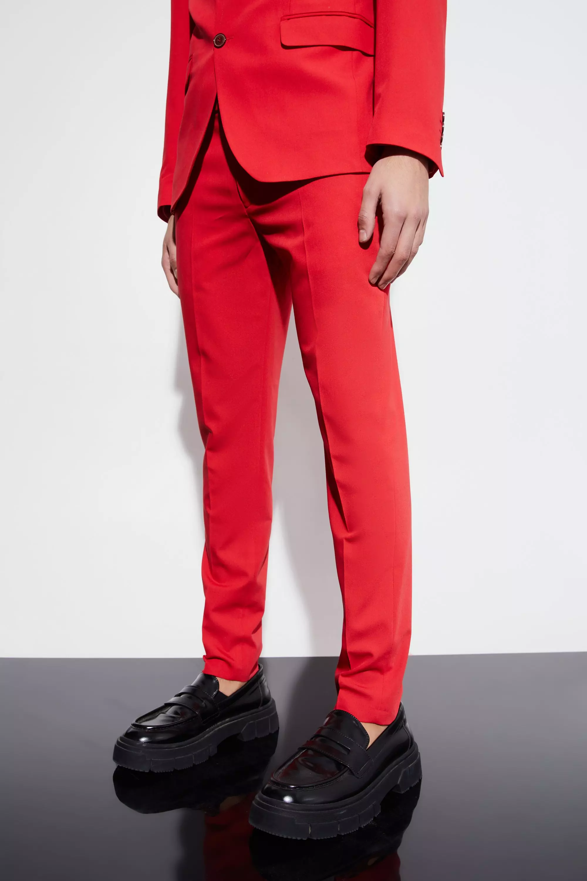 Red skinny sale suit pants