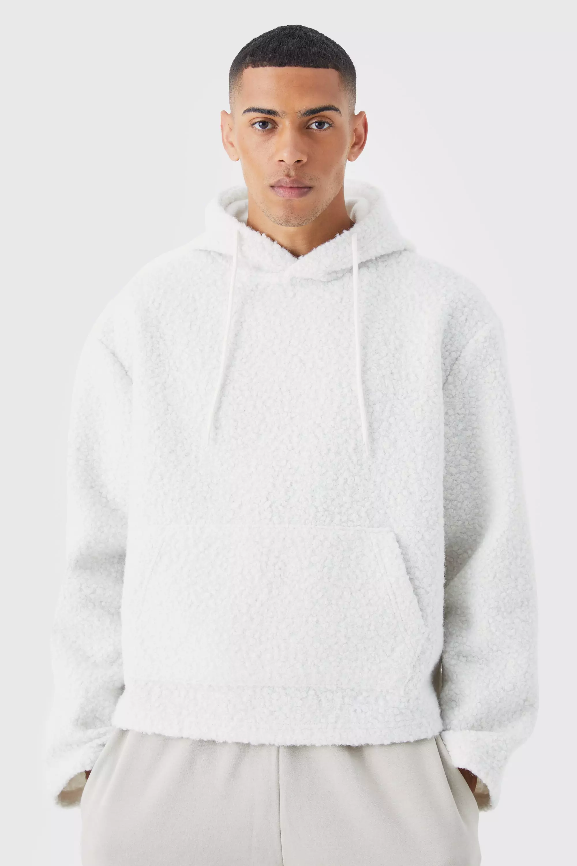 White clearance borg hoodie