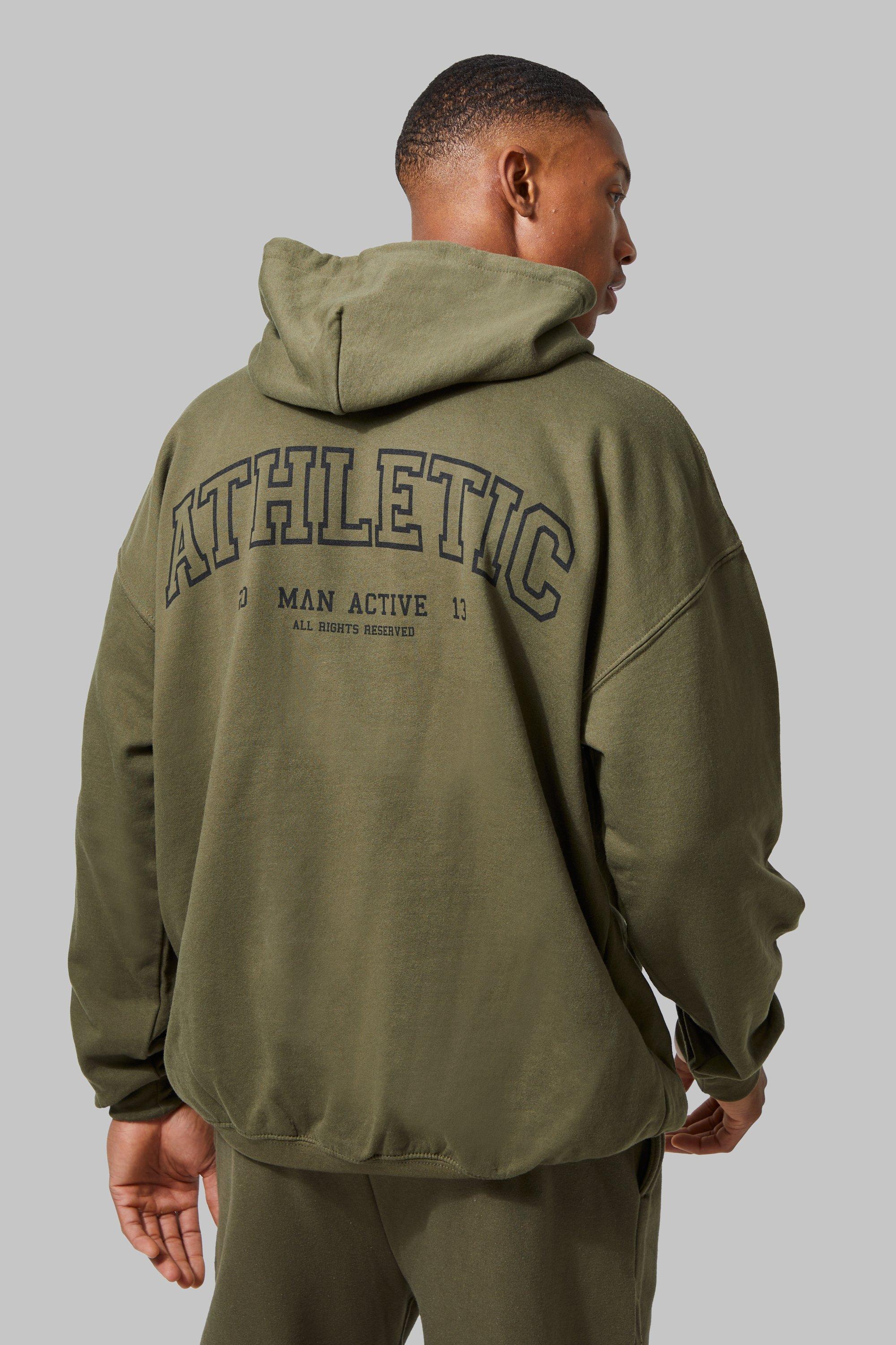 Mens Green Man Active Oversized Athletic Hoodie, Green
