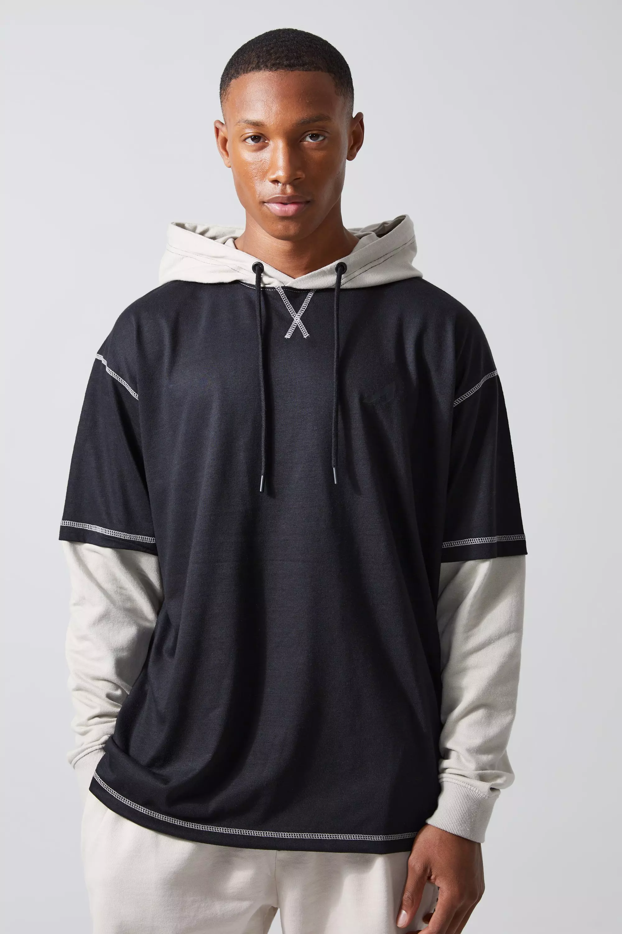 Active Heavy Loopback T-shirt Layered Hoodie