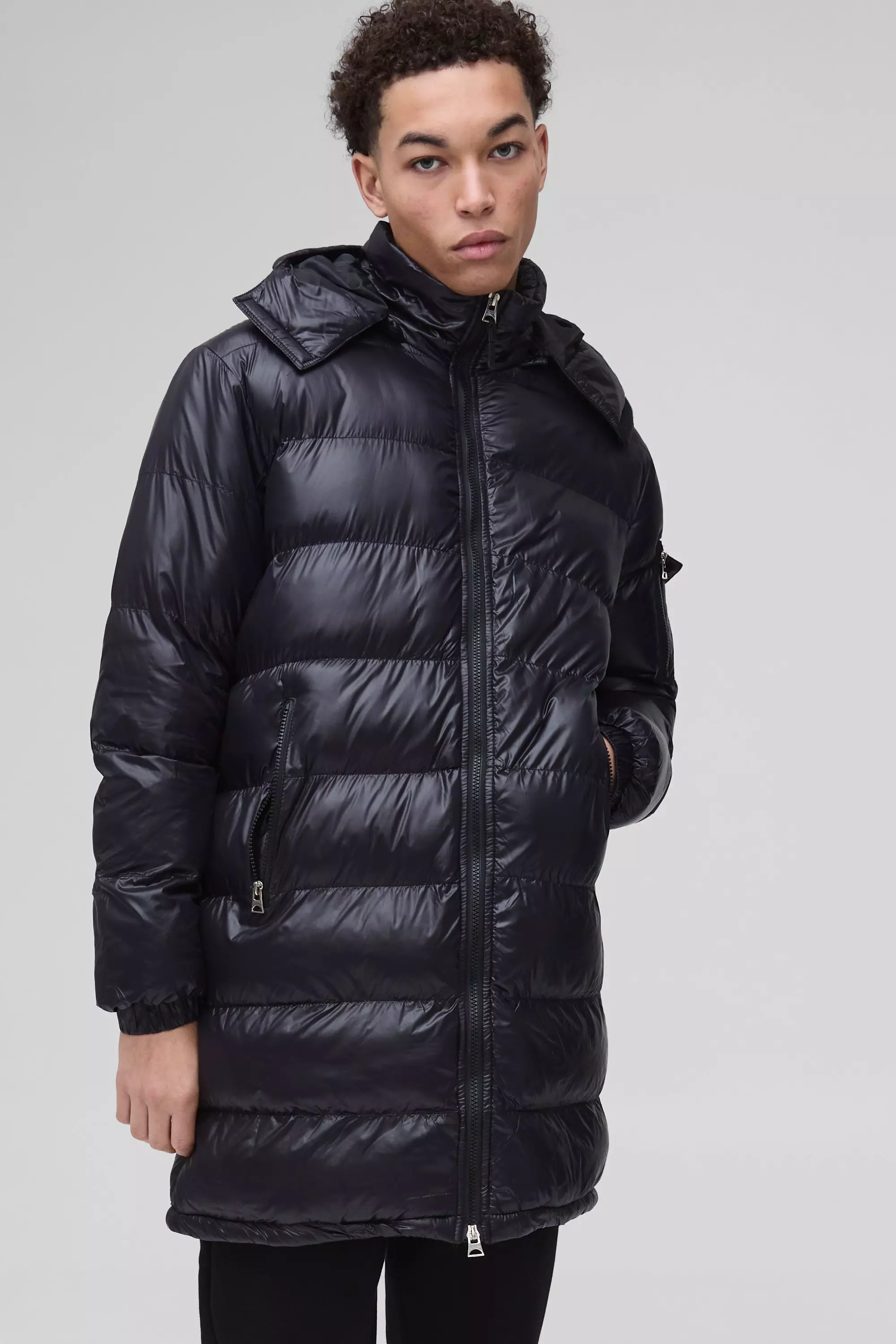 Long high outlet shine padded coat