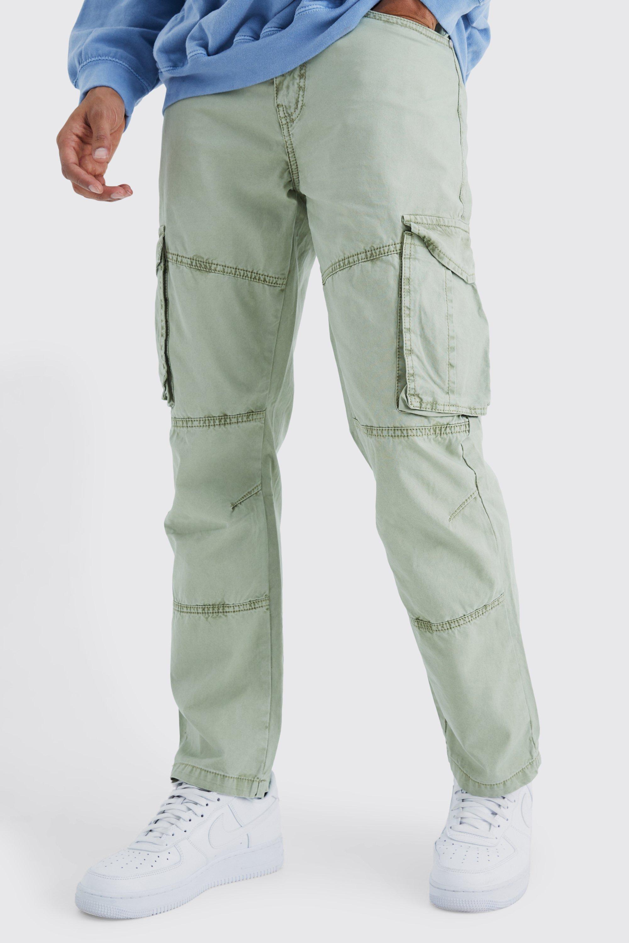 pantalon cargo droit surteint homme - vert - 34, vert