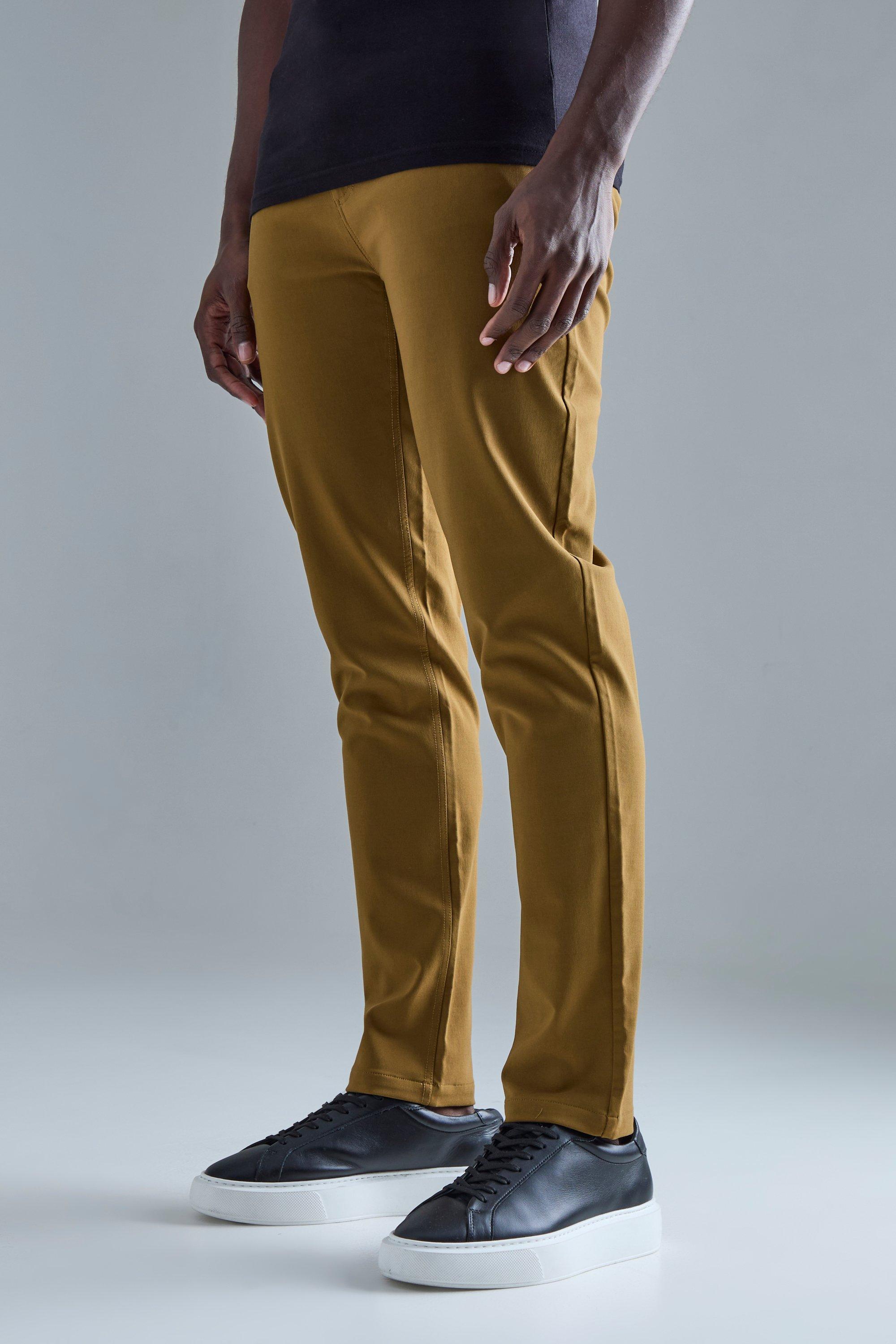 Image of Pantaloni in Stretch tecnico Slim Fit con vita fissa, Brown