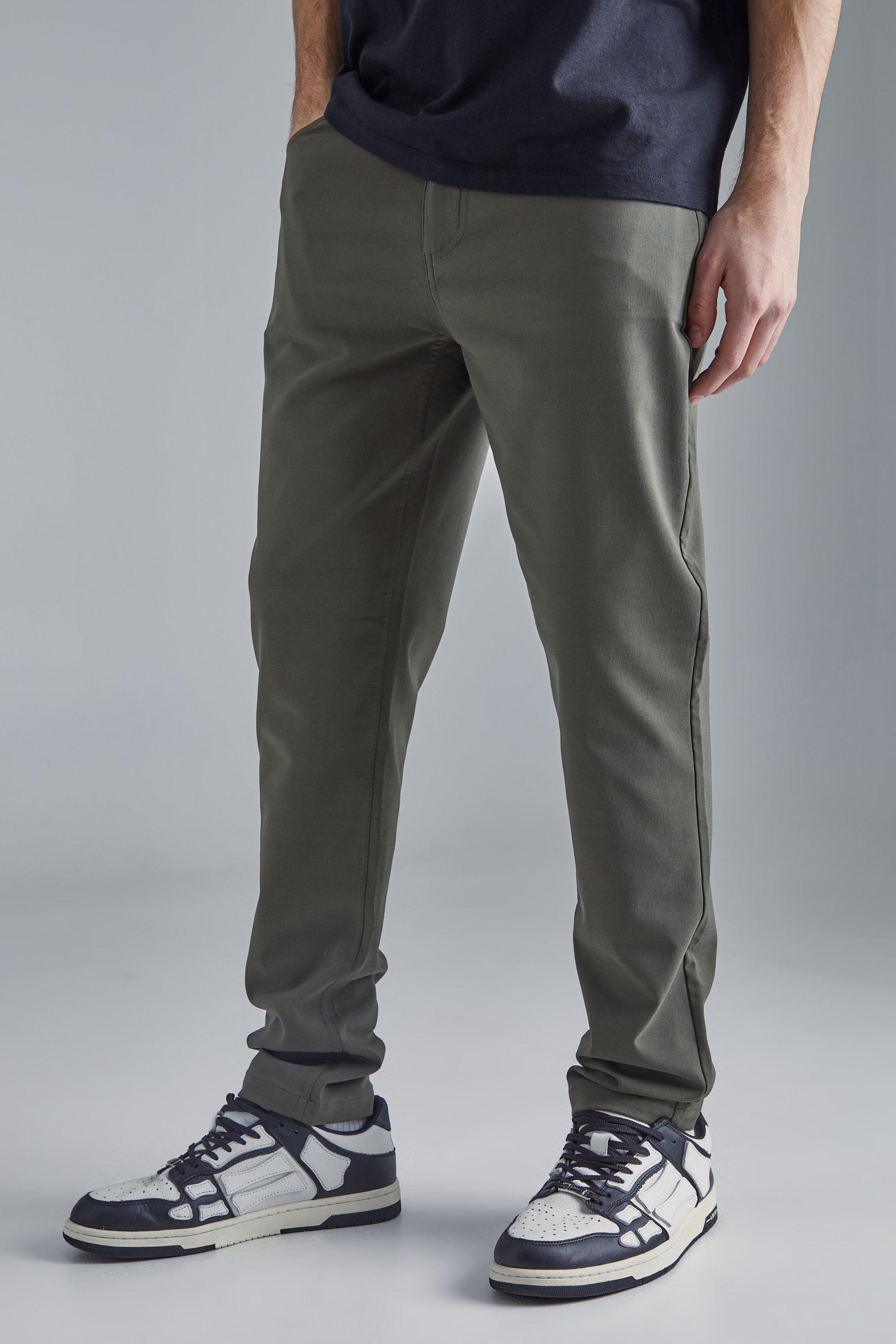 Image of Pantaloni in Stretch tecnico Slim Fit con vita fissa, Verde