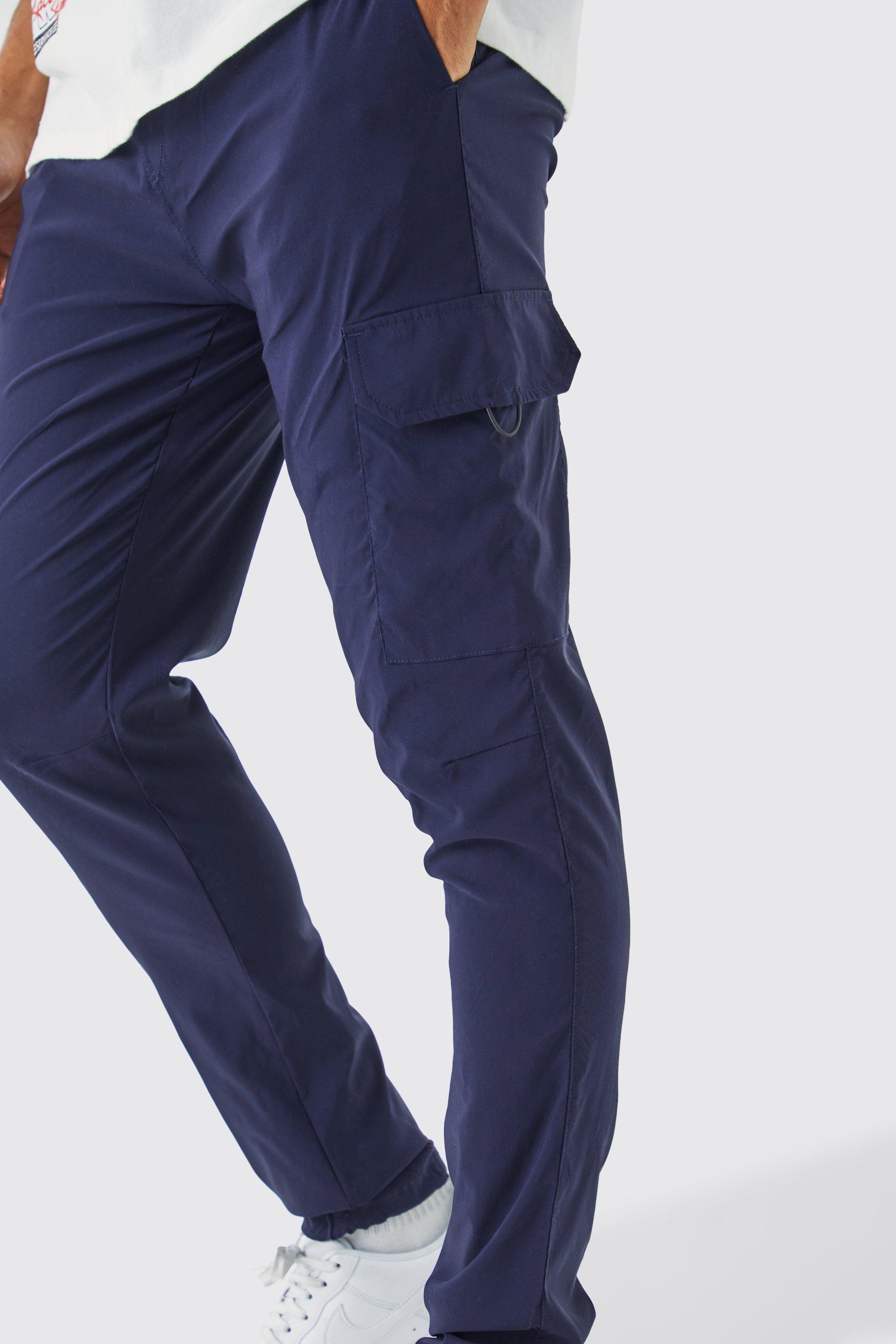 pantalon cargo léger à taille élastique homme - bleu - s, bleu