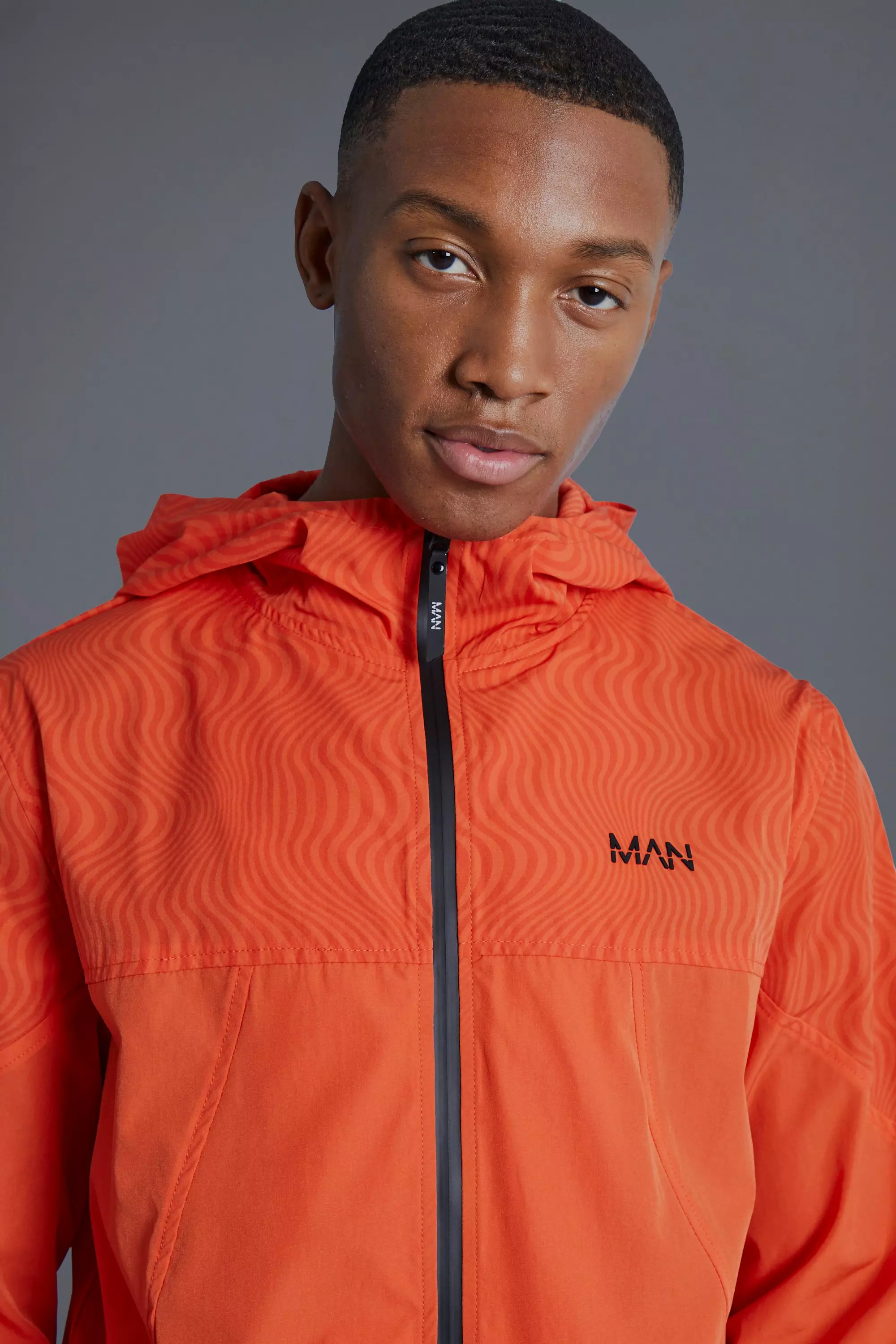 Man Active Geo Print Panelled Windbreaker