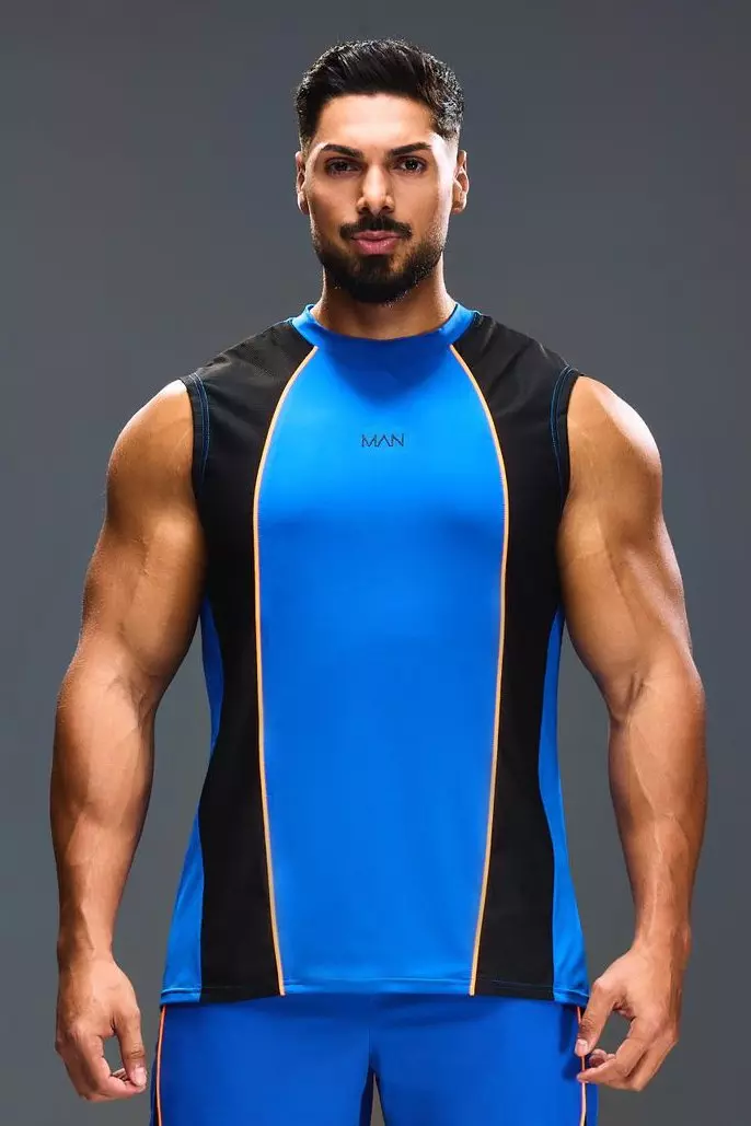 Man Active Gym Muscle Fit Ribbed Vest