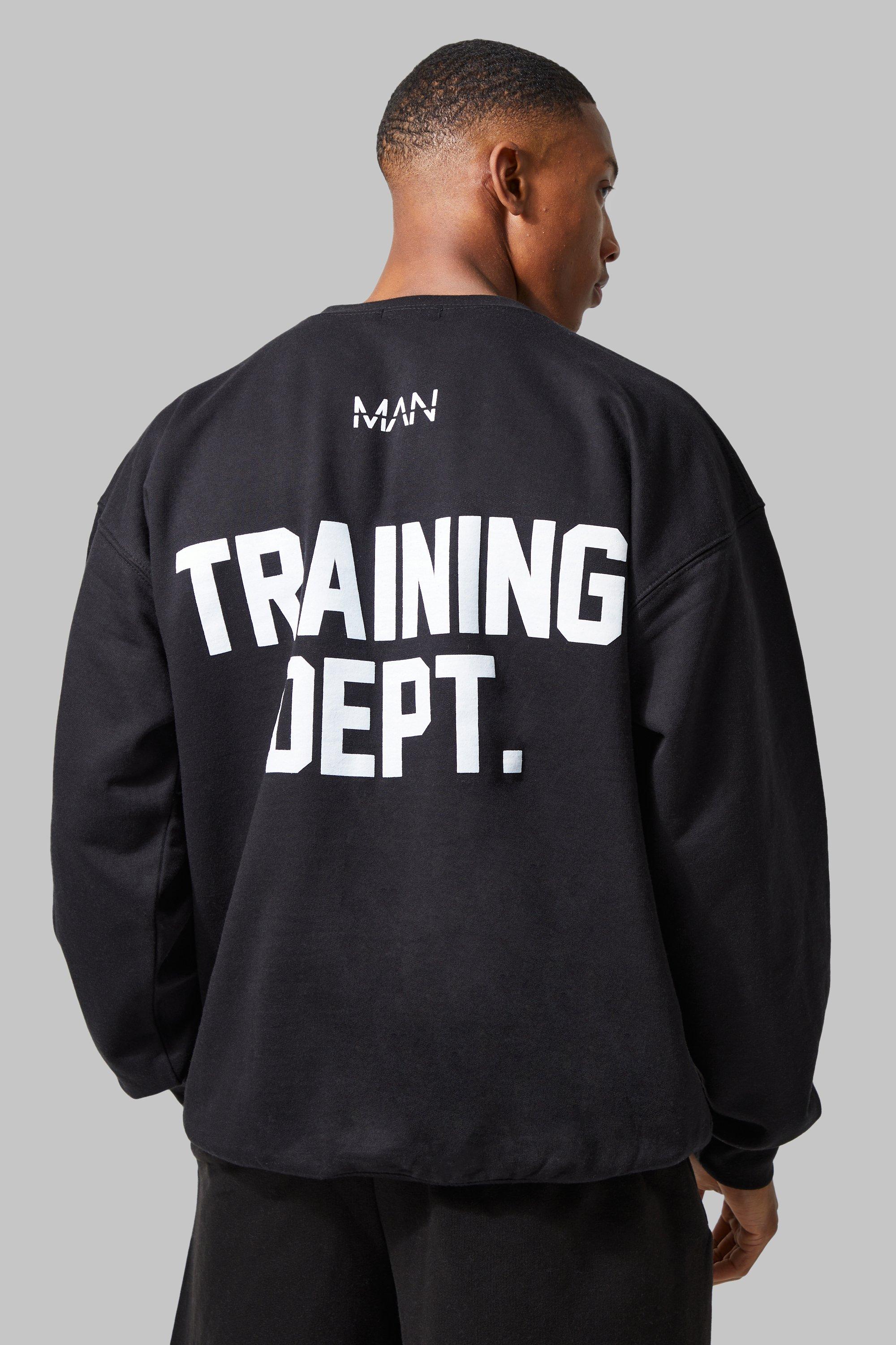 Mens Black Man Active Oversized Training Dept Sweatshirt, Black