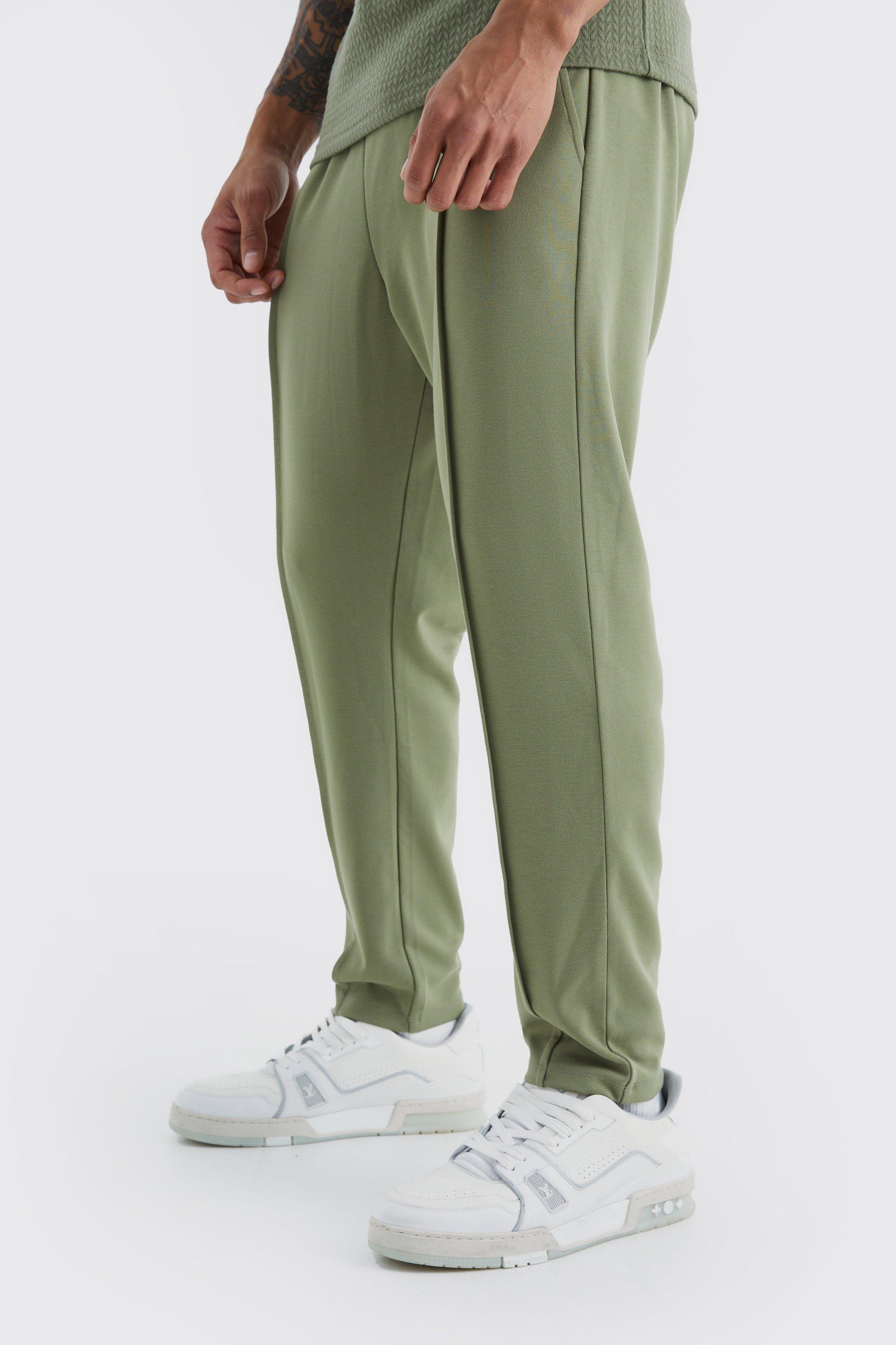Image of Pantaloni tuta alla caviglia affusolati Slim Fit con nervature e vita elasticizzata, Verde