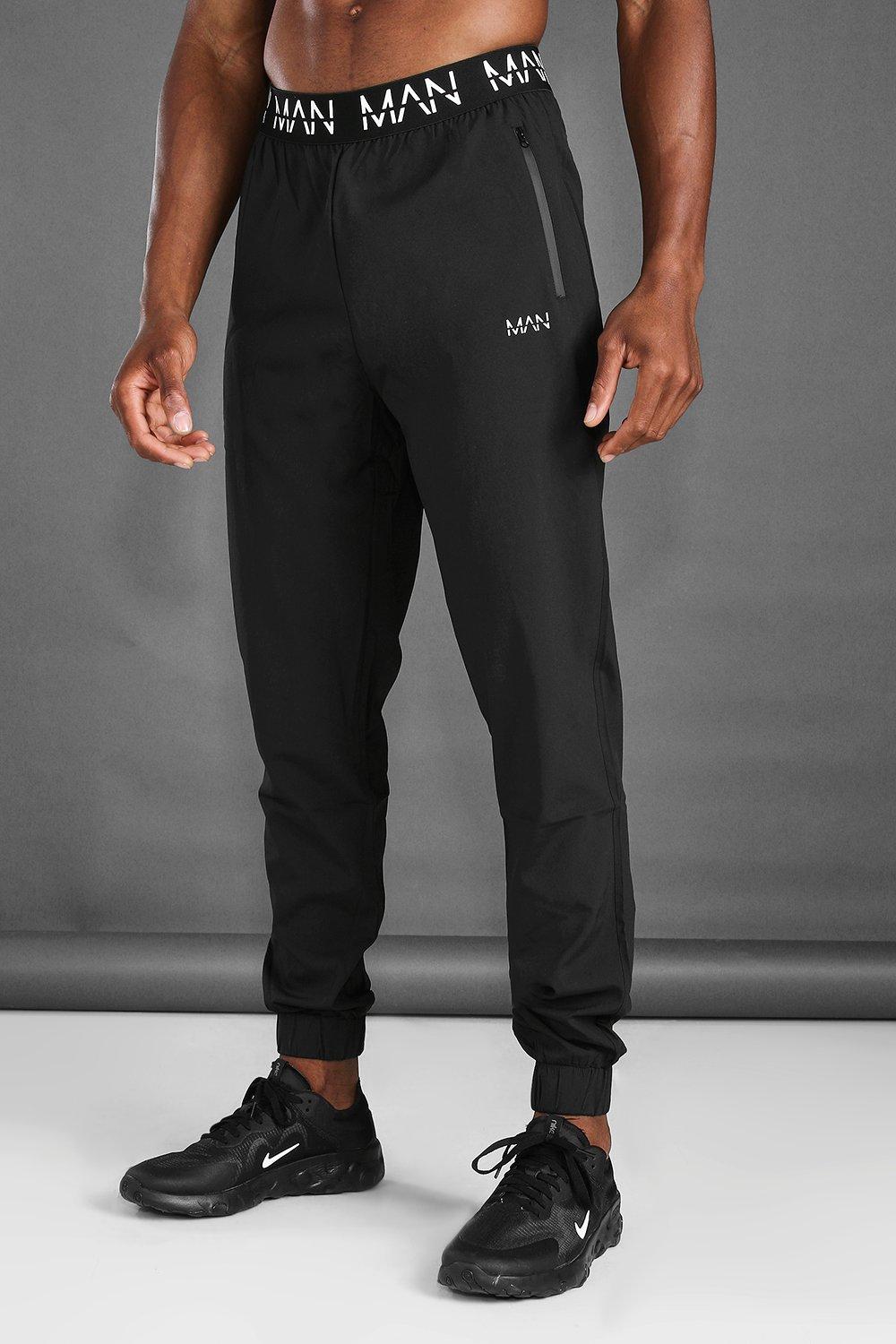 Mens Black Man Active Gym Tapered Jogger, Black