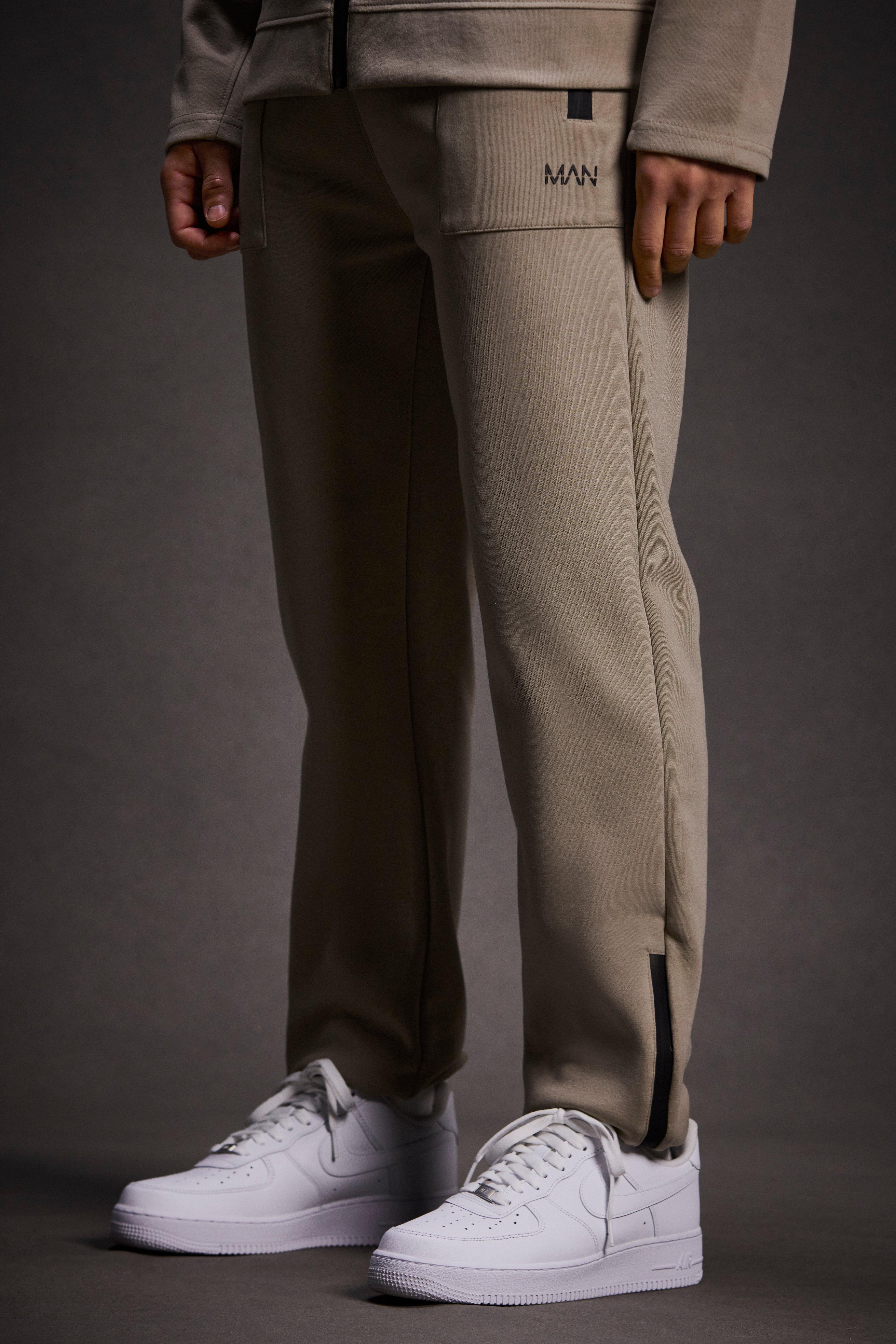 Image of Pantaloni tuta Man Active Tech con zip sul fondo, Beige