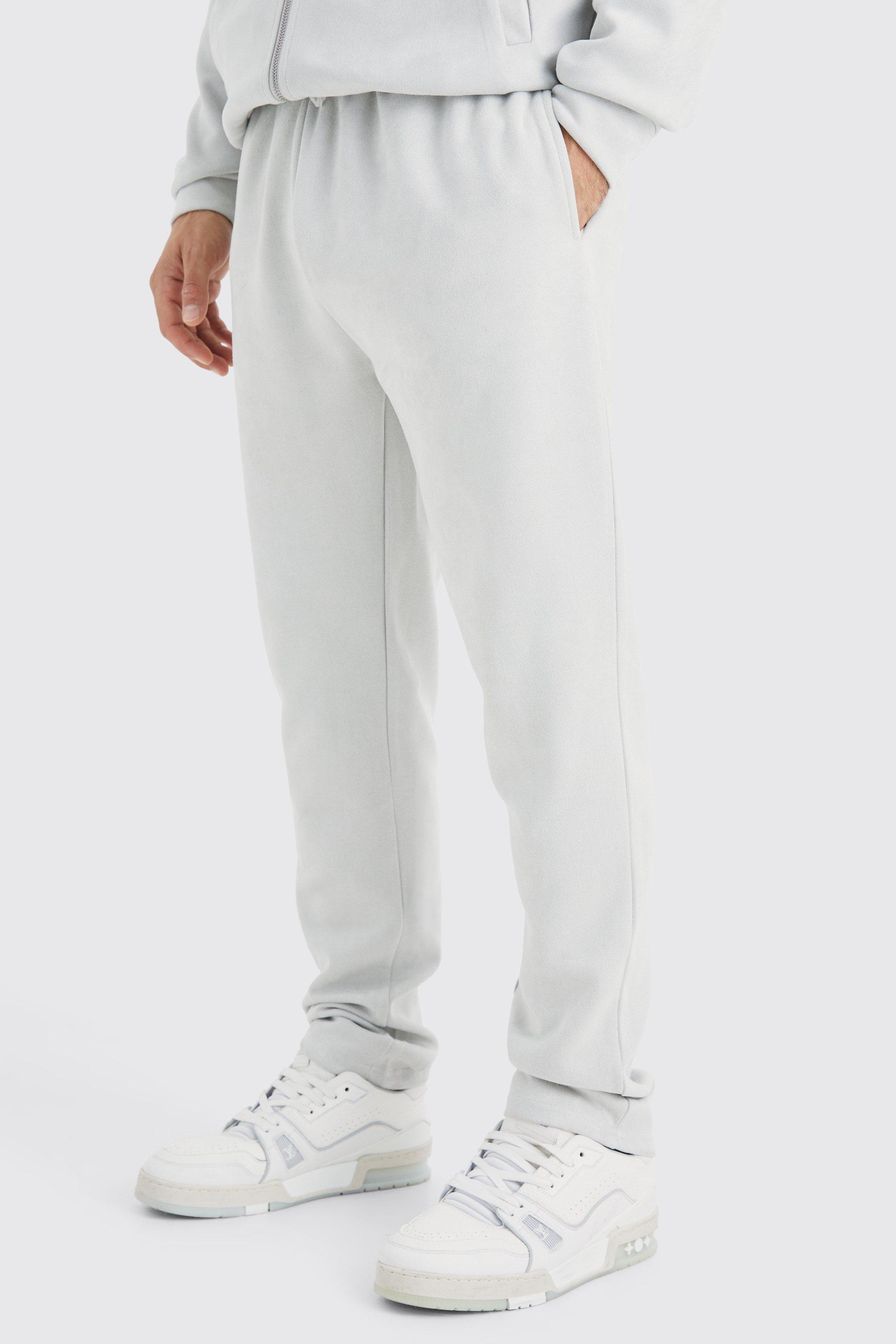 Mens Pale Grey Skinny Faux Suede Trousers